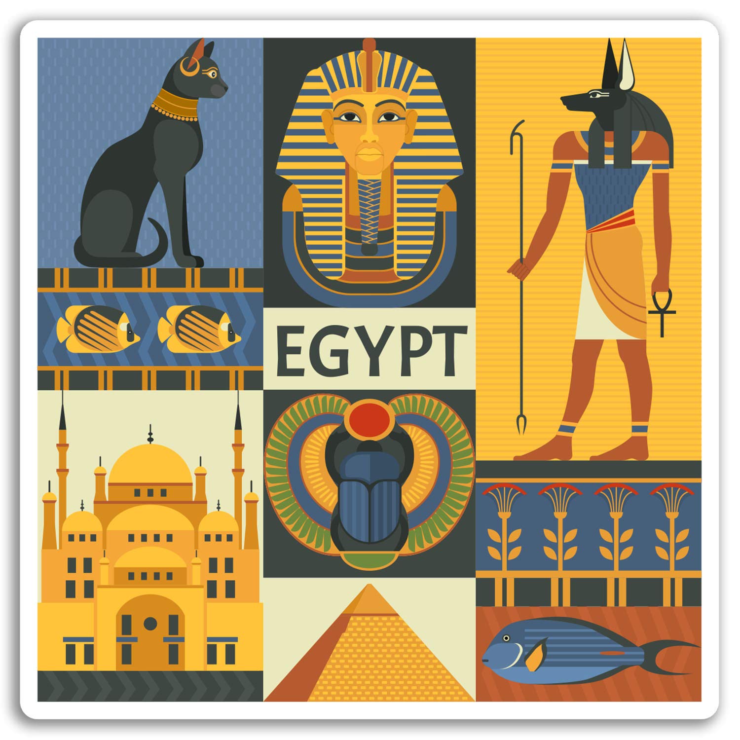 Destinationvinyl Multi 2 X 10Cm Egypt Vinyl Stickers - Cairo Egyptian Fun Travel Sticker Luggage #17613 (10Cm Wide)
