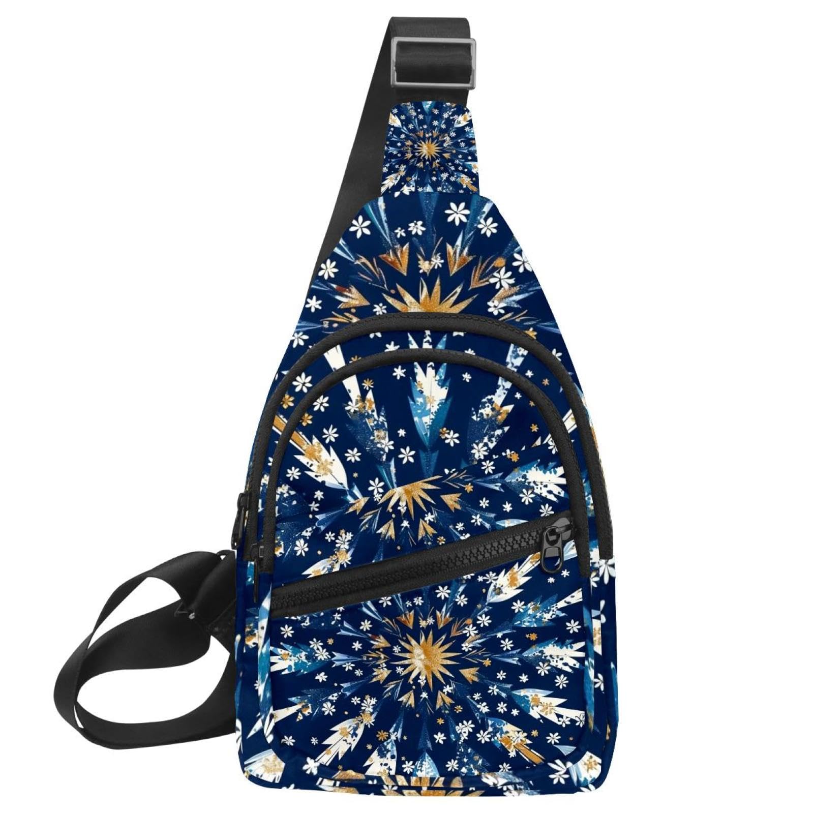 Mochila de día pequeña y bolsa de pecho con estampado de retazos escandinavos 7