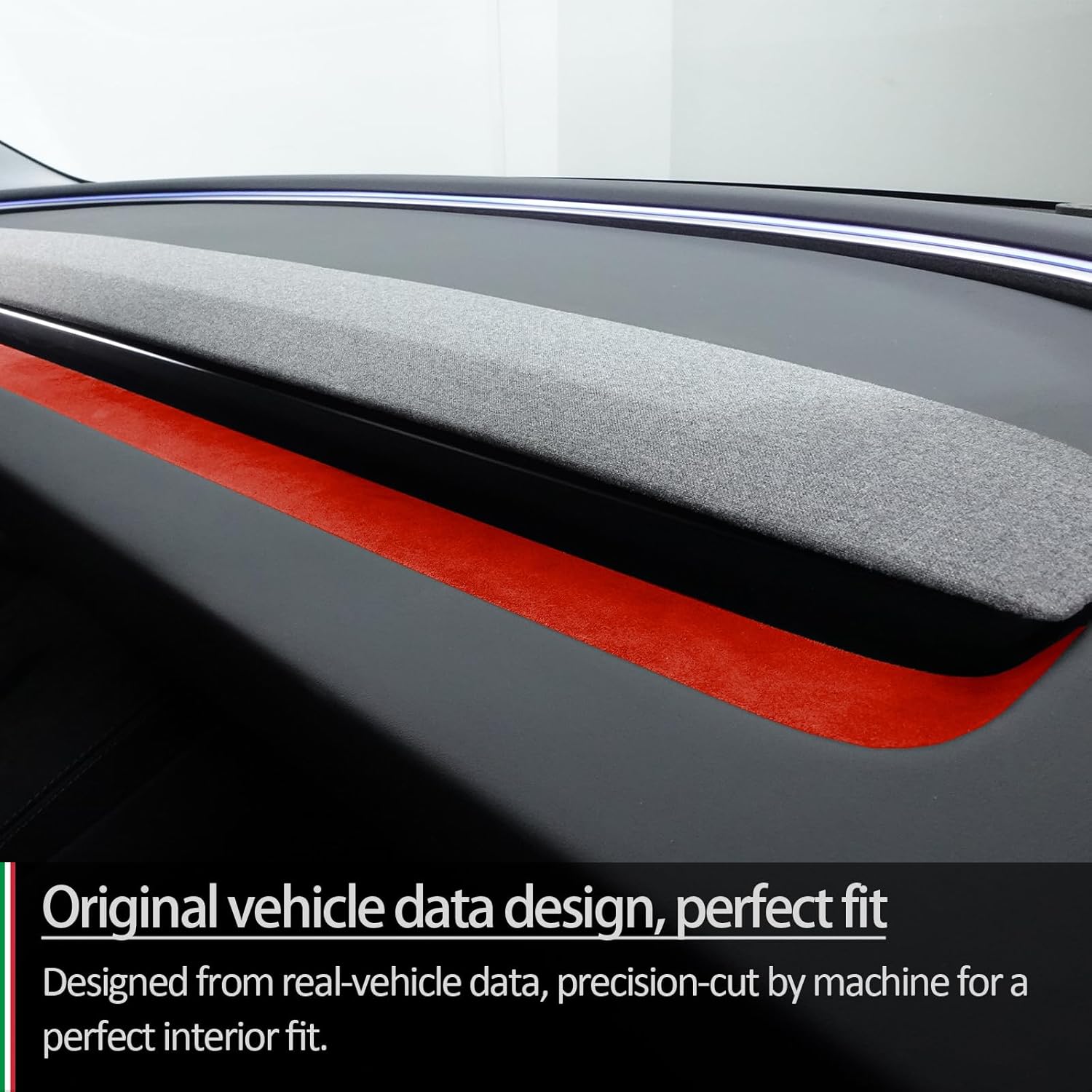 GZXinWei Front Air Vent Accent for Alcantara Tesla New Model Y 2025-2026 Red Italian Suede Instrument Panel Trim Cover Sticker Sporty Dashboard Decor