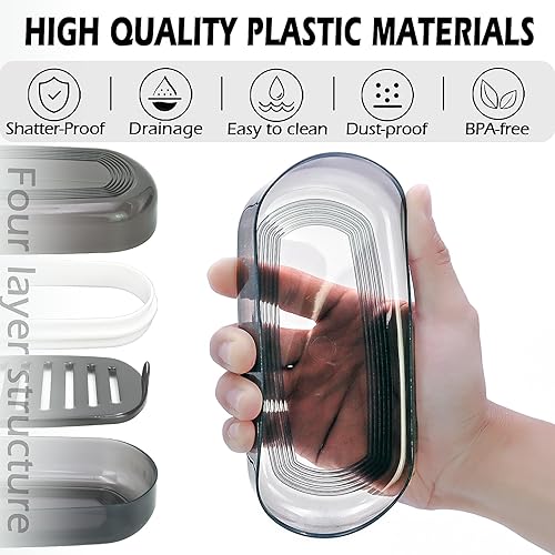 Miniatura 5 de Estuche de viaje para champú con tapa, soporte para jabón en barra grande, contenedor de barra de champú y acondicionador, perfecto para jabón en