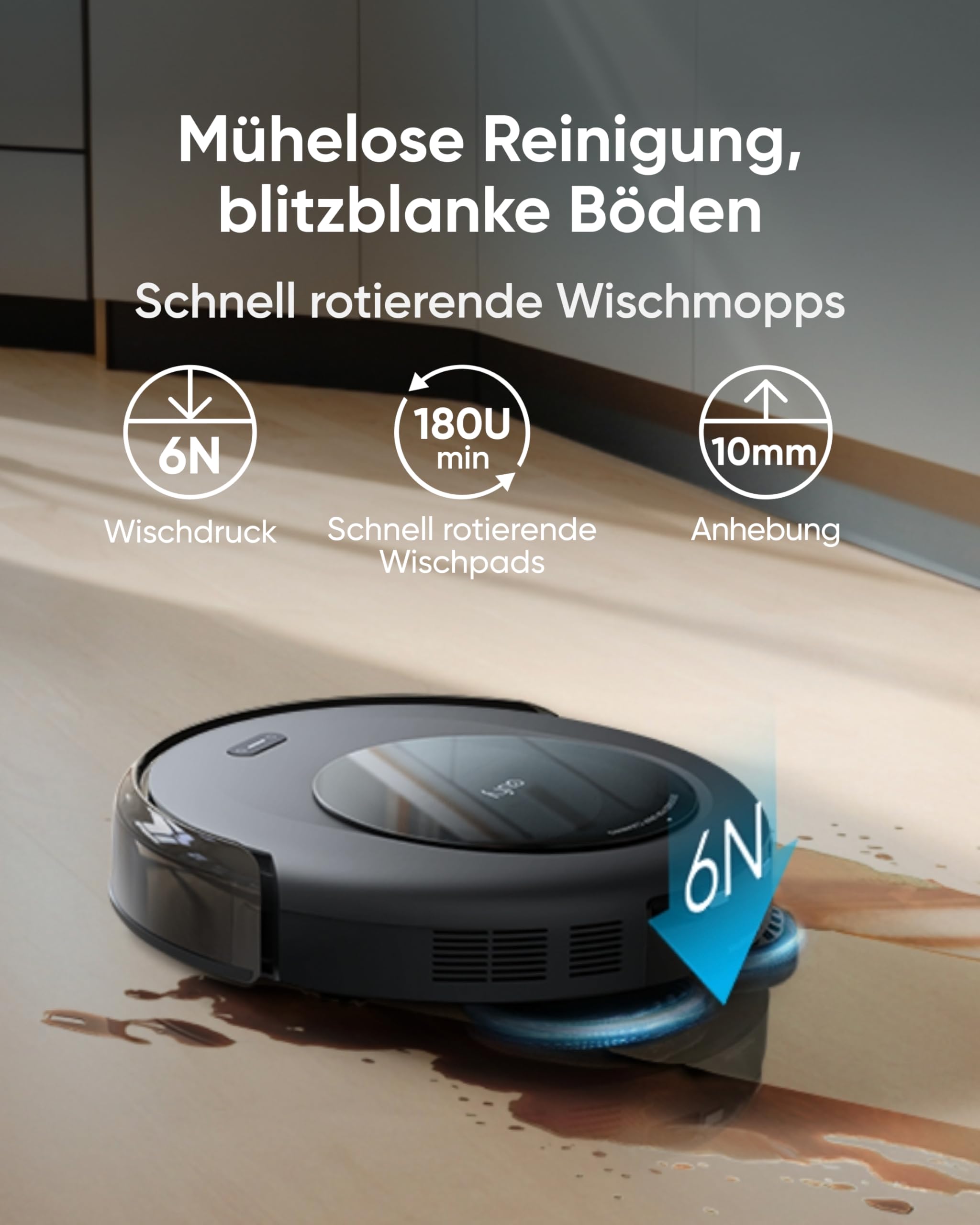 eufy Saugroboter Omni C20 mit All-in-One-Station, Auto-Entleerung, Auto-Wasch- und Trocknungsfunktion, 8,5cm Ultraflaches Design, 7.000Pa Starke Saugleistung, Staubsauger Roboter mit Wischfunktion