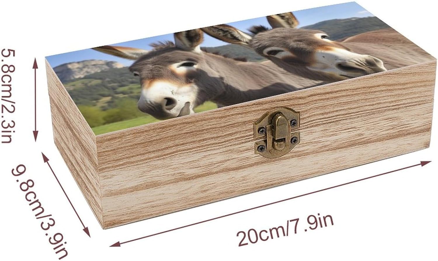 Funny Donkeys Large Wooden Box for Jewelry, Wooden Crates image 2