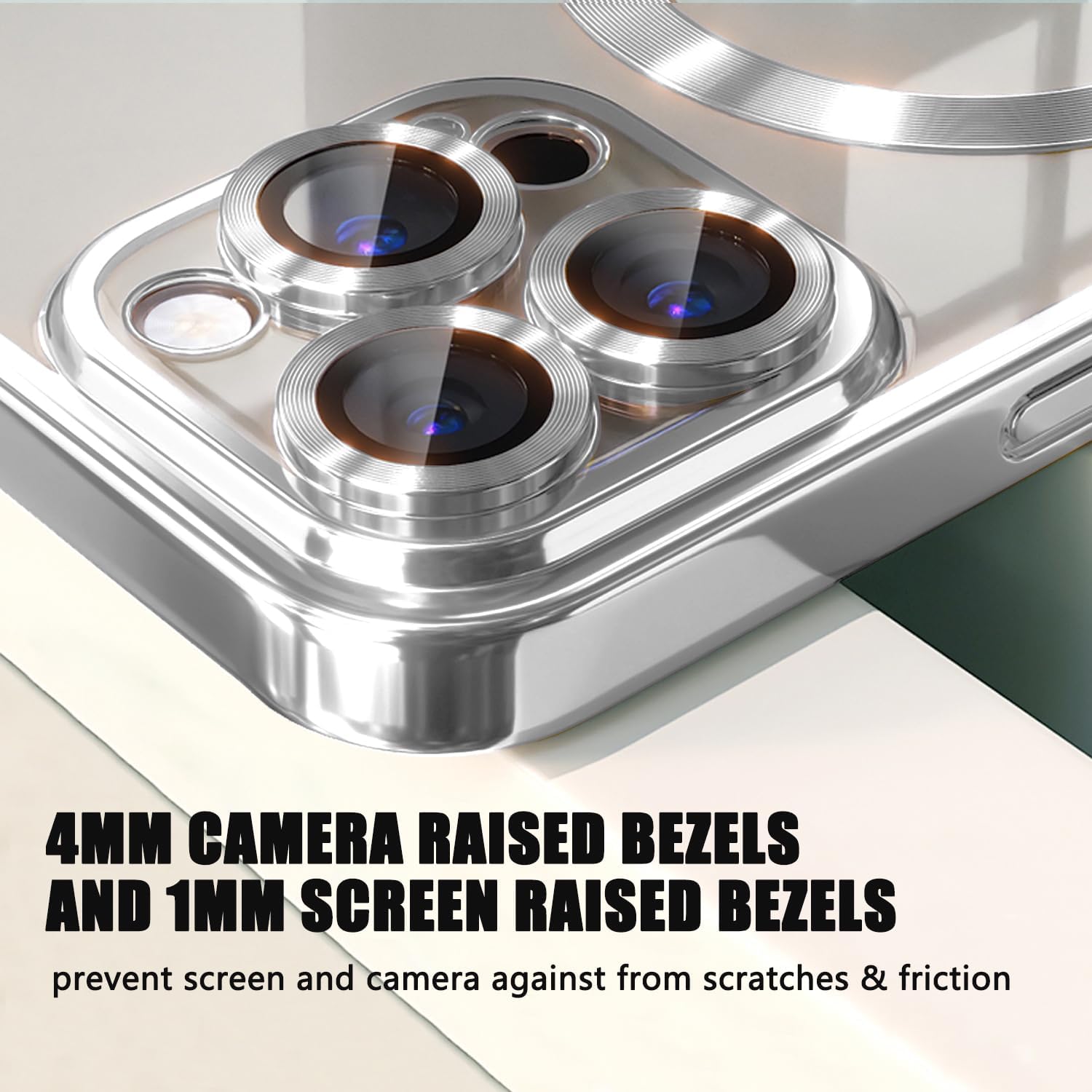 Misscase for iPhone 16 Pro Max Case with Privacy Screen Protectors,[Camera Lens Protector] Clear Magnetic Luxury Plating Case Compatible with MagSafe Elegant Anti-Scratch Case Cover Silver - Image 7