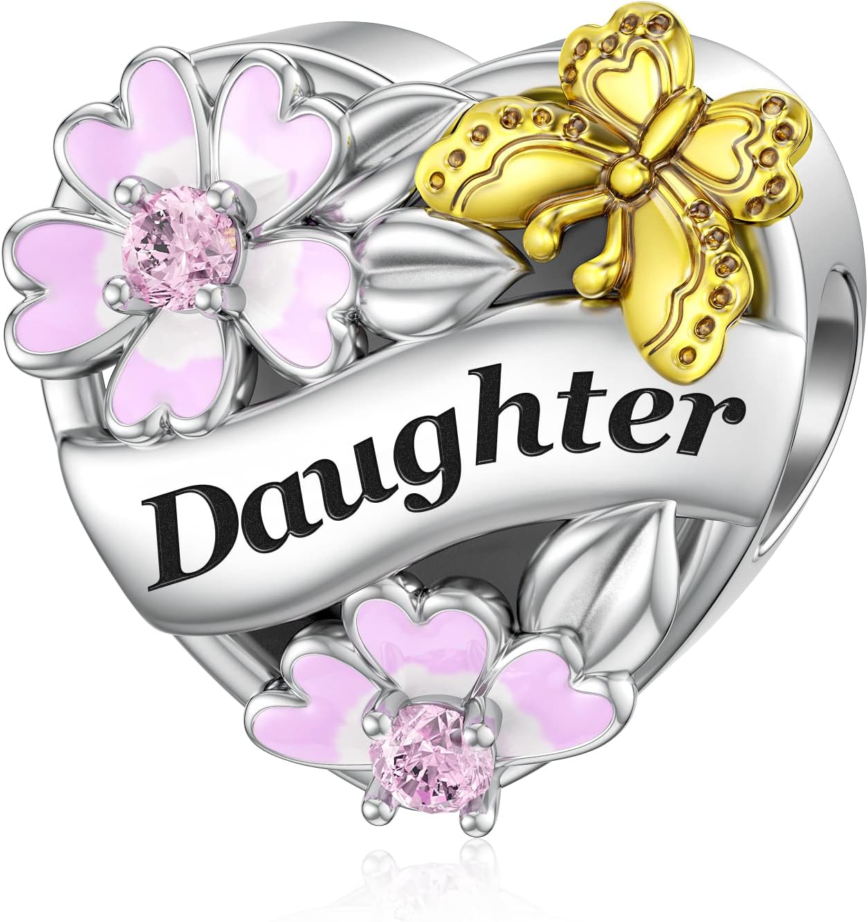 DALARAN 925 Sterling Silver Mother Daughter Sister Wife Friend Grandma Charms Bead for Charm Bracelet Necklace