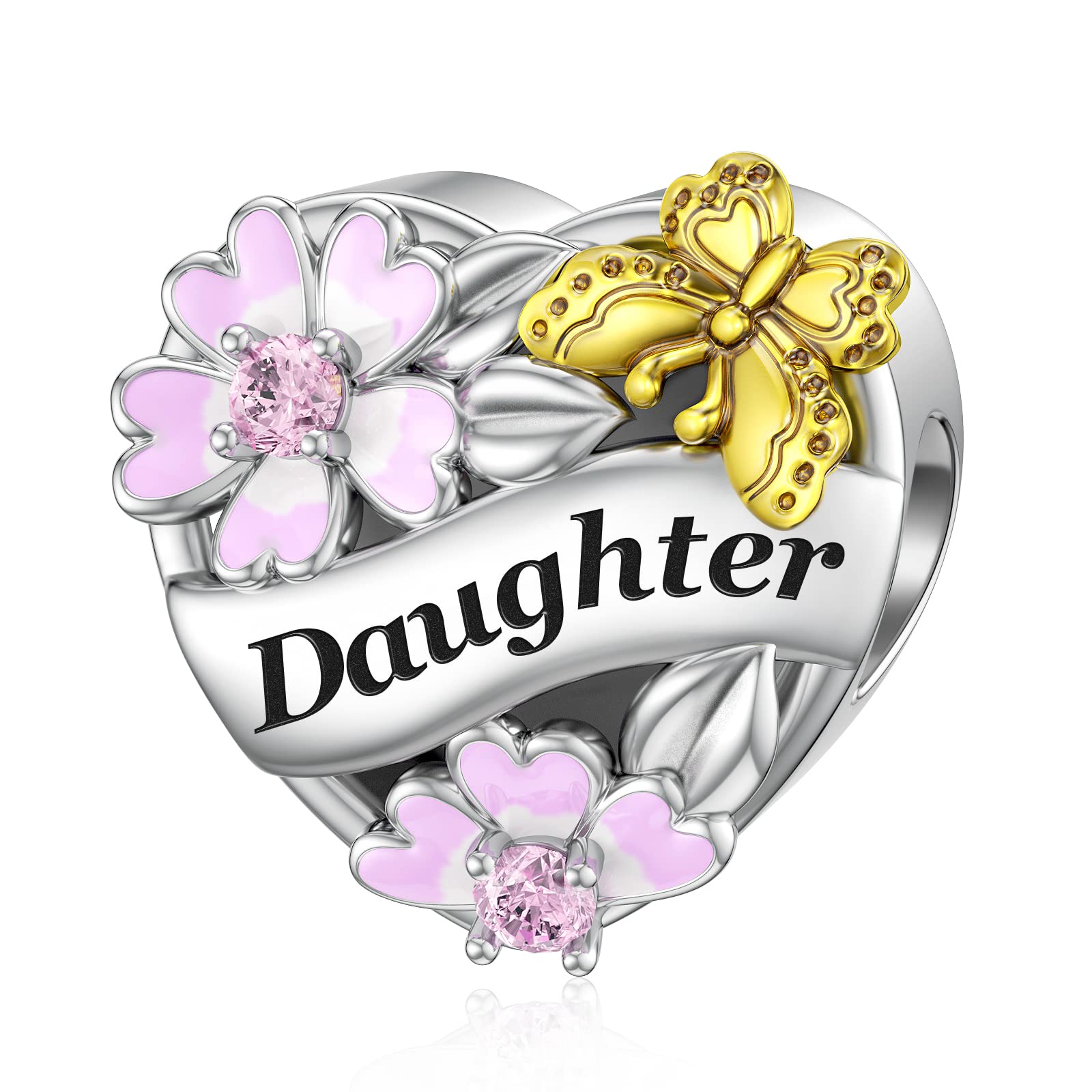 DALARAN 925 Sterling Silver Mother Daughter Sister Wife Friend Grandma Charms Bead for Charm Bracelet Necklace