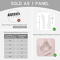Vista 84 de Cortina plisada de 96 pulgadas de largo, con aislamiento térmico para oscurecer la habitación, cortina plisada con ganchos y alzapaños para sala