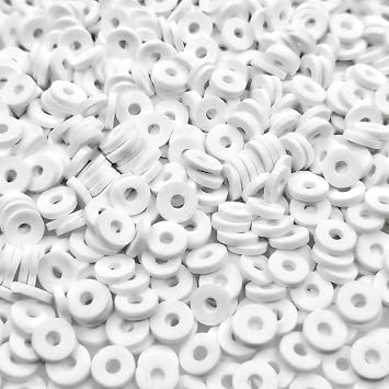 Amaney 3000pcs White 6mm Heishi Beads Polymer Clay Disc Beads for Jewelry Making Bracelets Necklace
