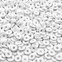 Amaney 3000pcs White 6mm Heishi Beads Polymer Clay Disc Beads for Jewelry Making Bracelets Necklace