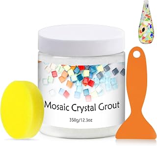 Mosaic Crystal Grout, Mosaics Tile Tools, Mosaic Tile Accessories – Essential for Handmade Grouting and Perfect for DIY Craft Projects (White, 12.3oz)