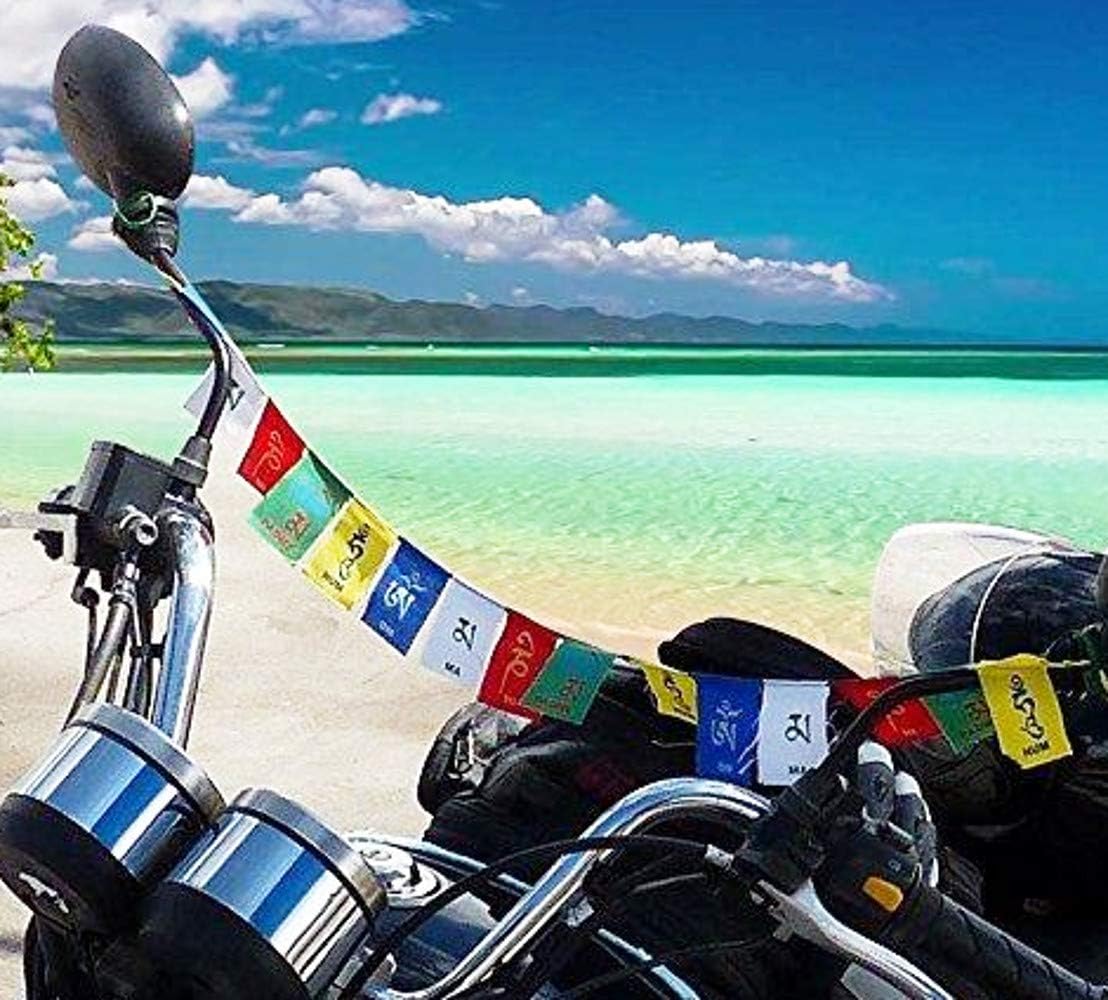 Purpledip Cloth Tibetan Flag for Mobike or Door: Om Mani Padme Hum Mantra Chant String, Small (12301B)