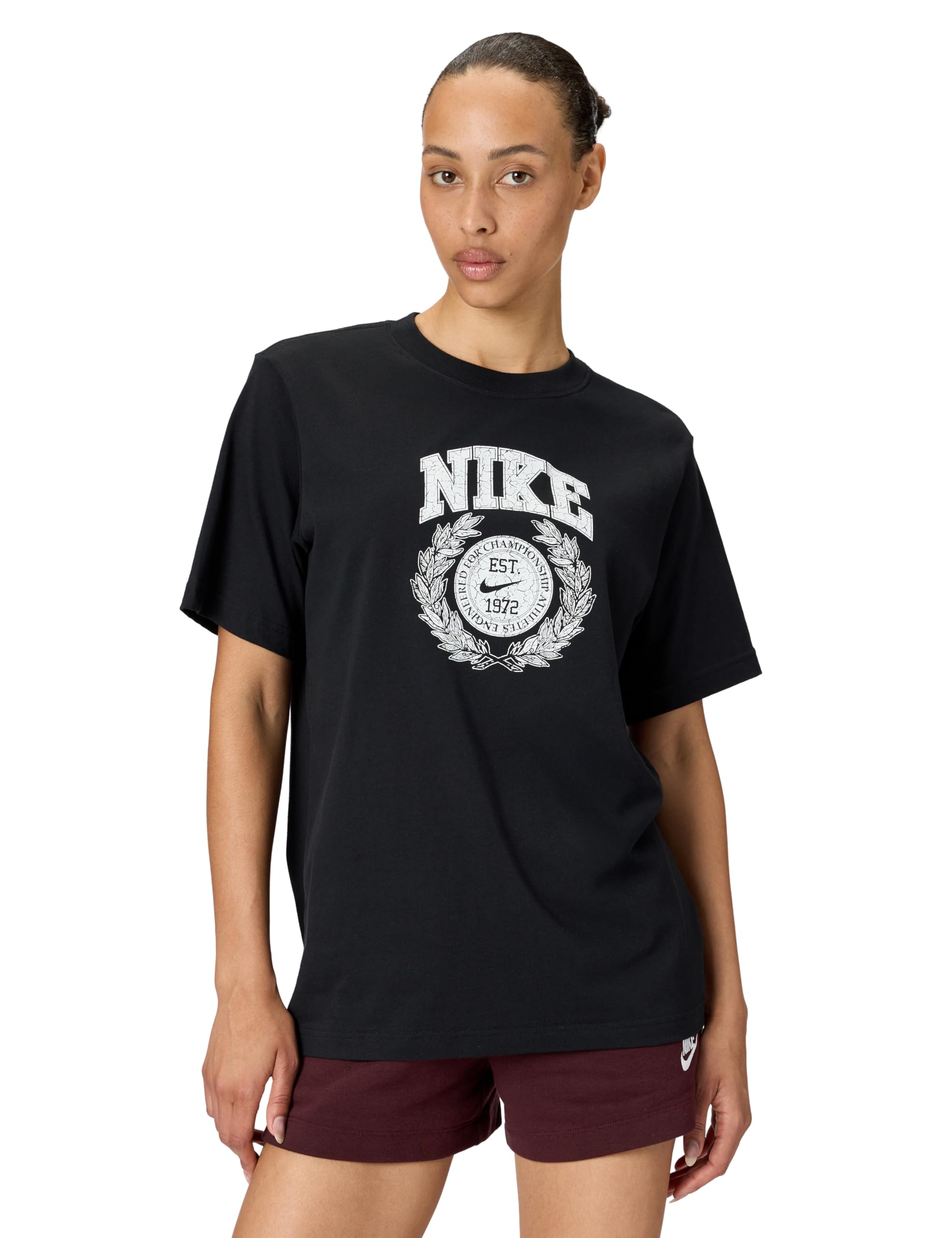 Nike Women's Sportswear T-Shirt Est 1972, Black, Large