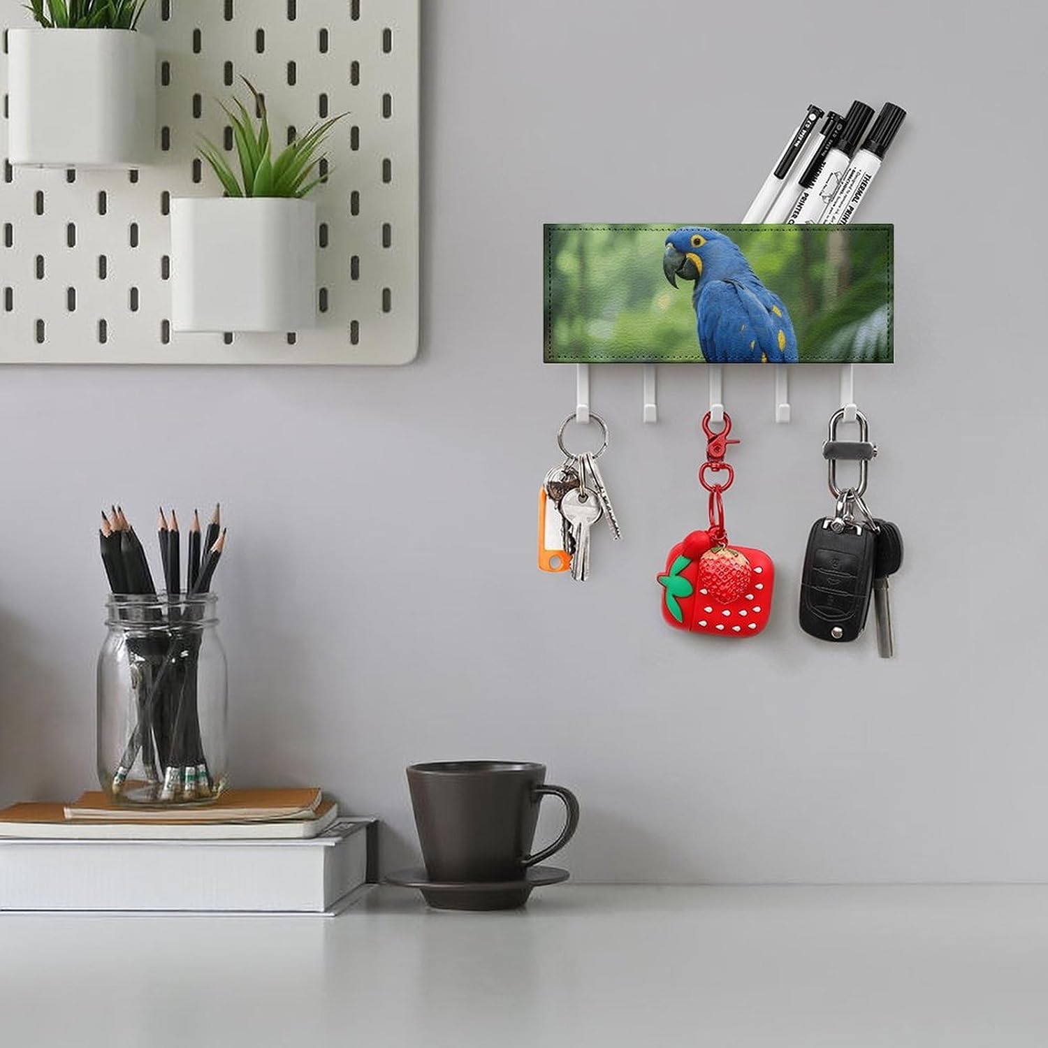 Bird Key & Mail Holder Wall Mount with 5 Hooks image 5