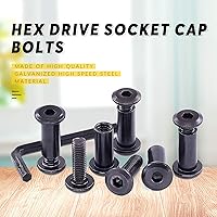 Vista 5 de Swpeet Juego surtido de 25 tornillos de acero al carbono M6x20mm de acero al carbono, tornillos hexagonales negros, tuercas de barril con 1 llave