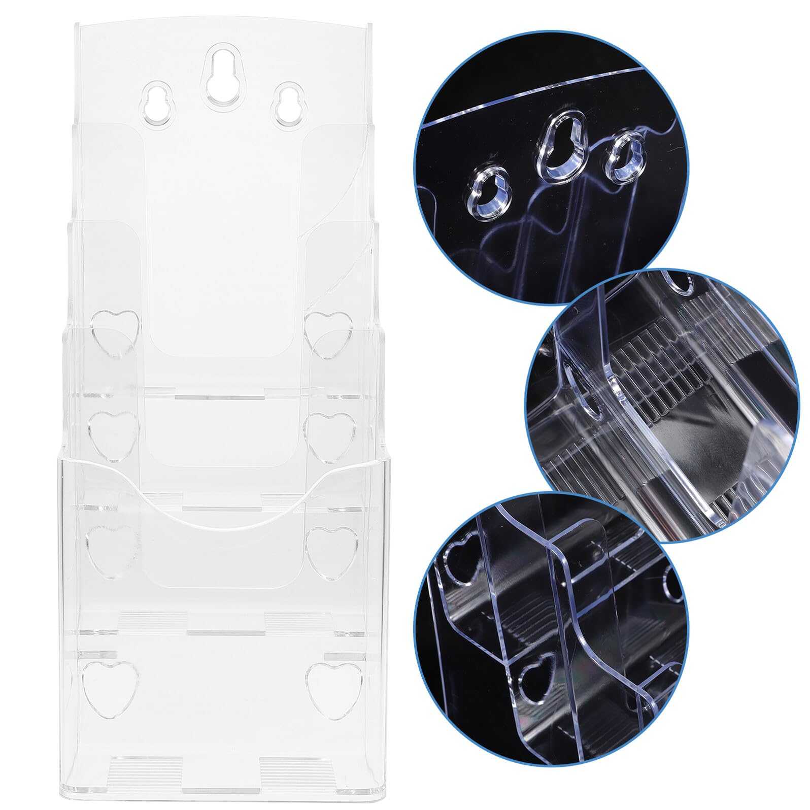 SUPVOX Porta Brochure da Tavolo Trasparente in Acrilico a 4 Livelli Porta Opuscoli da Scrivania Organizer per File Espositore per Volantini da Parete per Ufficio e Uso Professionale