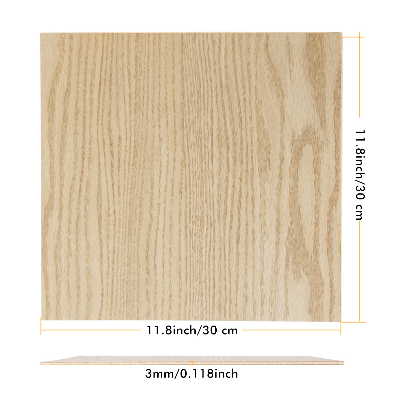 Sklejka 3 mm, drewno do cięcia laserowego 30 x 30 cm, 12 sztuk, surowe drewniane deski do grawerowania laserowego do pustych materiałów artystycznych, osie (czerwony dąb)