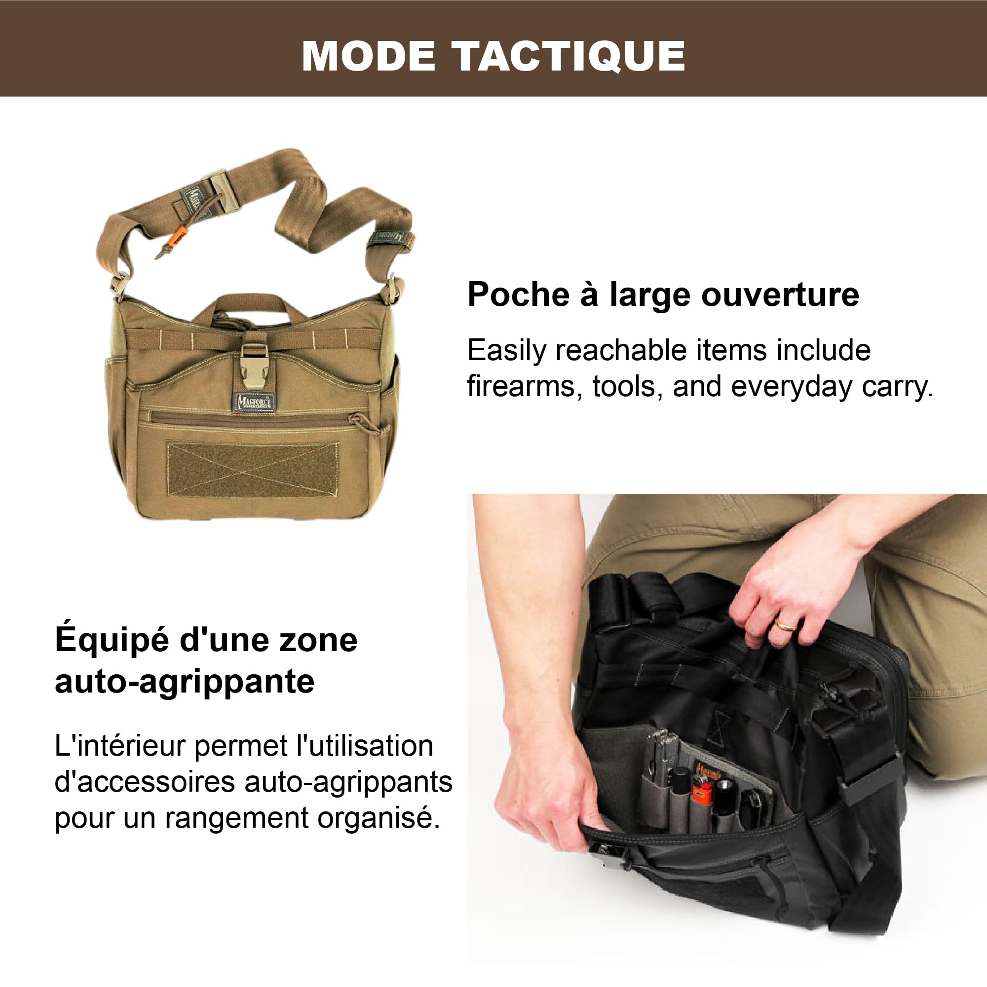 Magforce Sac Banane Tactique City Traveler pour Homme – Voyage et randonnée, léger, Grande capacité, Multiples Poches, Pochette Multifonction en Nylon avec Fermeture éclair, Noir Mat, Taille M – 500D