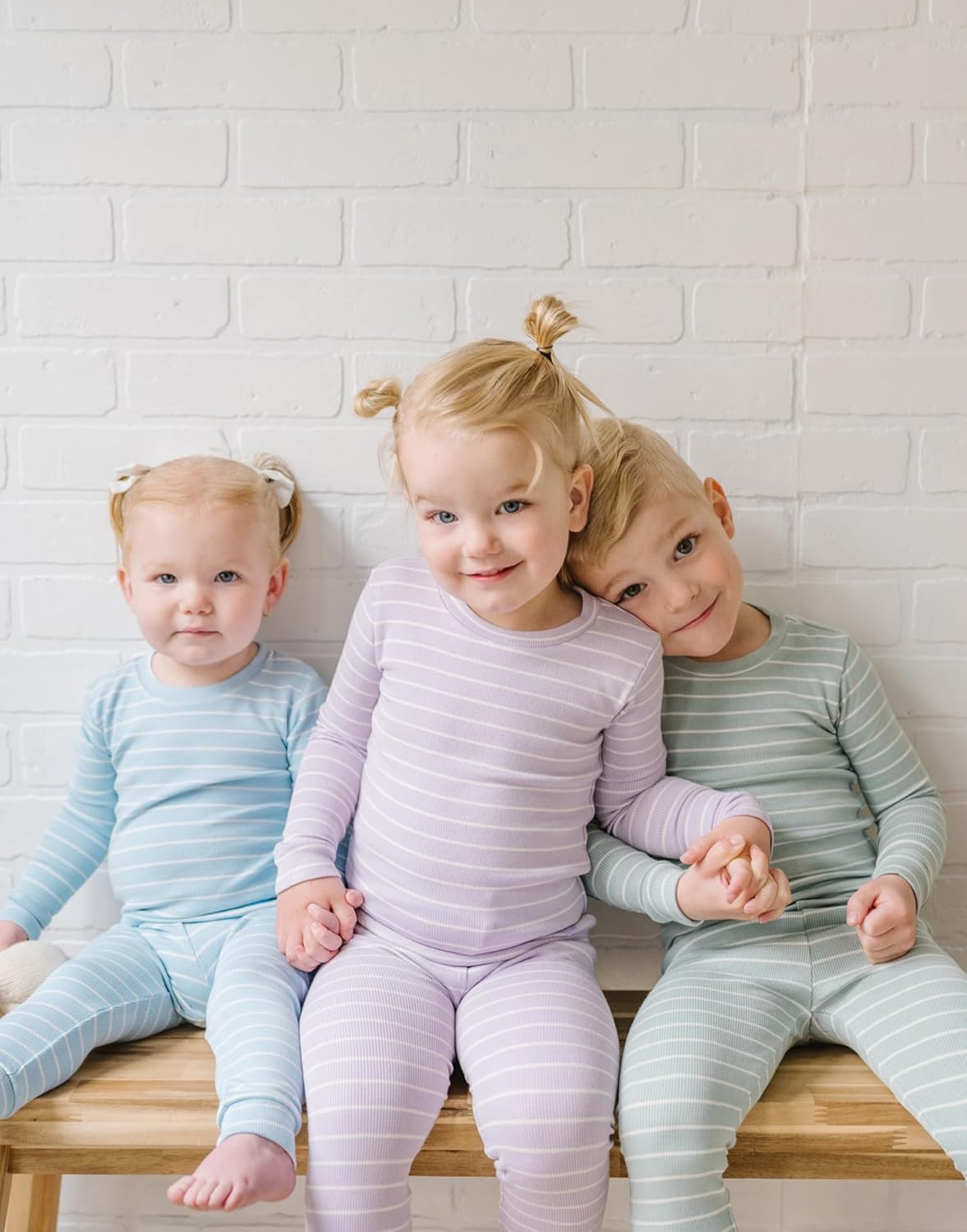 moimoln Stripe Pajamas Set 12M-8Y Ribbed Unisex Baby & Toddler, Soft Viscose, Snug-Fit, Everyday Sleepwear - Image 5