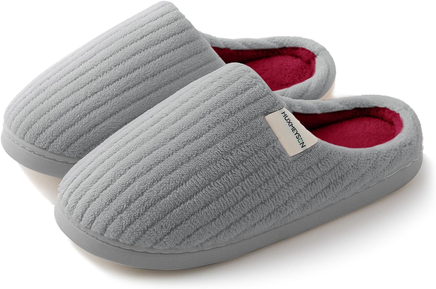 HUXMEYSON Slippers for Women, Warm Memory Foam Comfy House Slippers with Anti-Skid Rubber Sole for Indoor and Outdoor