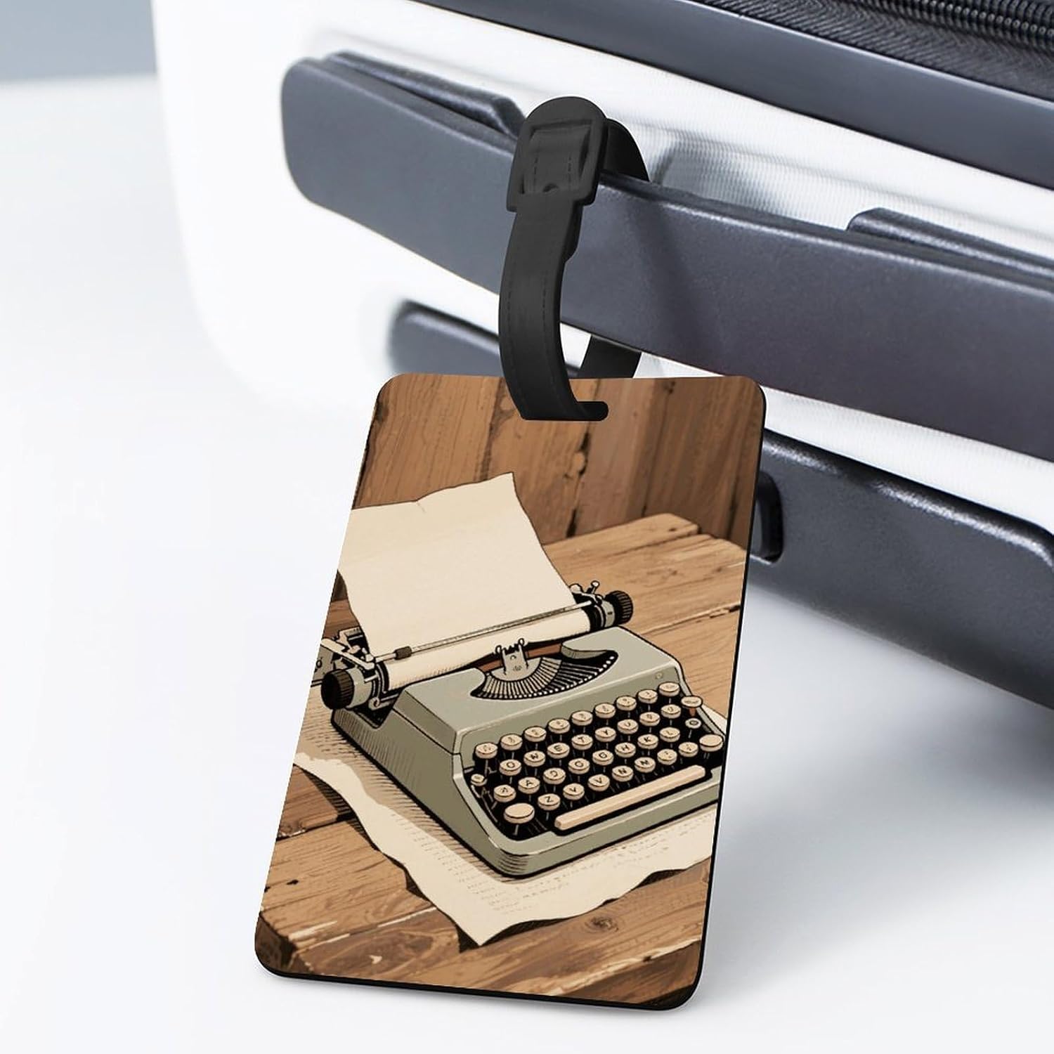 Vintage Typewriter Desk Luggage Tags for Suitcases Personalized Luggage Tags Business Card Holder Travel ID Bag Tag with Address Card Quick Spot Baggage Identifier for Carry On image 3