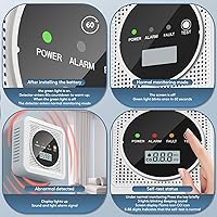 Vista 4 de 2 in 1, Carbon Monoxide Detectors,Smoke Detector,Smoke Combination CO Alarm,85db Alarm,LCD Large Screen,with 3*AA Batteries,Test Button,Low Battery