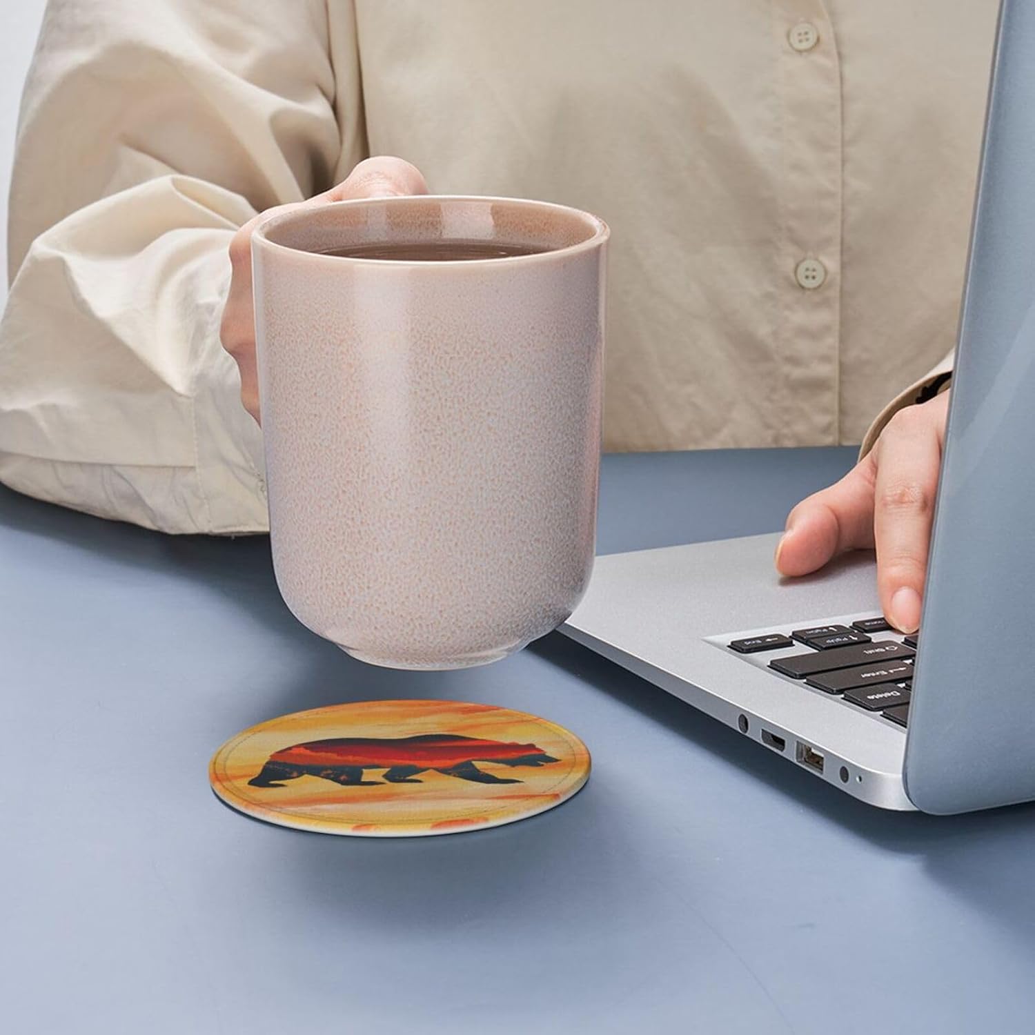 Bear Mountain Coasters Set 6 for Drinks Coffee Table Gifts Home Decor 3.9 Inches - Image 3