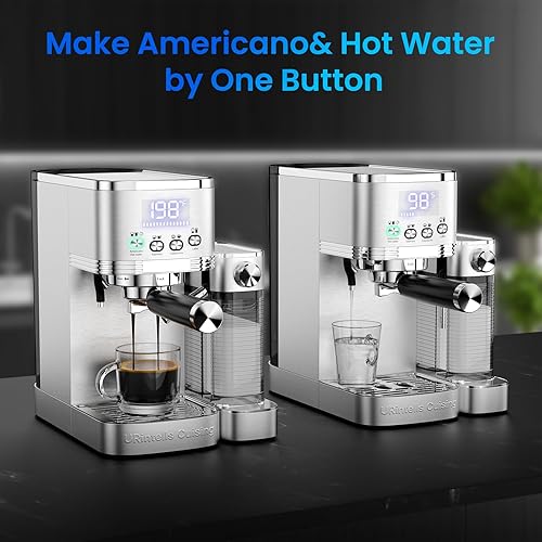 Miniatura 5 de Máquina de café expreso de 20 barras con espumador automático de leche para café con leche capuchino, máquina de café de acero inoxidable con filtro