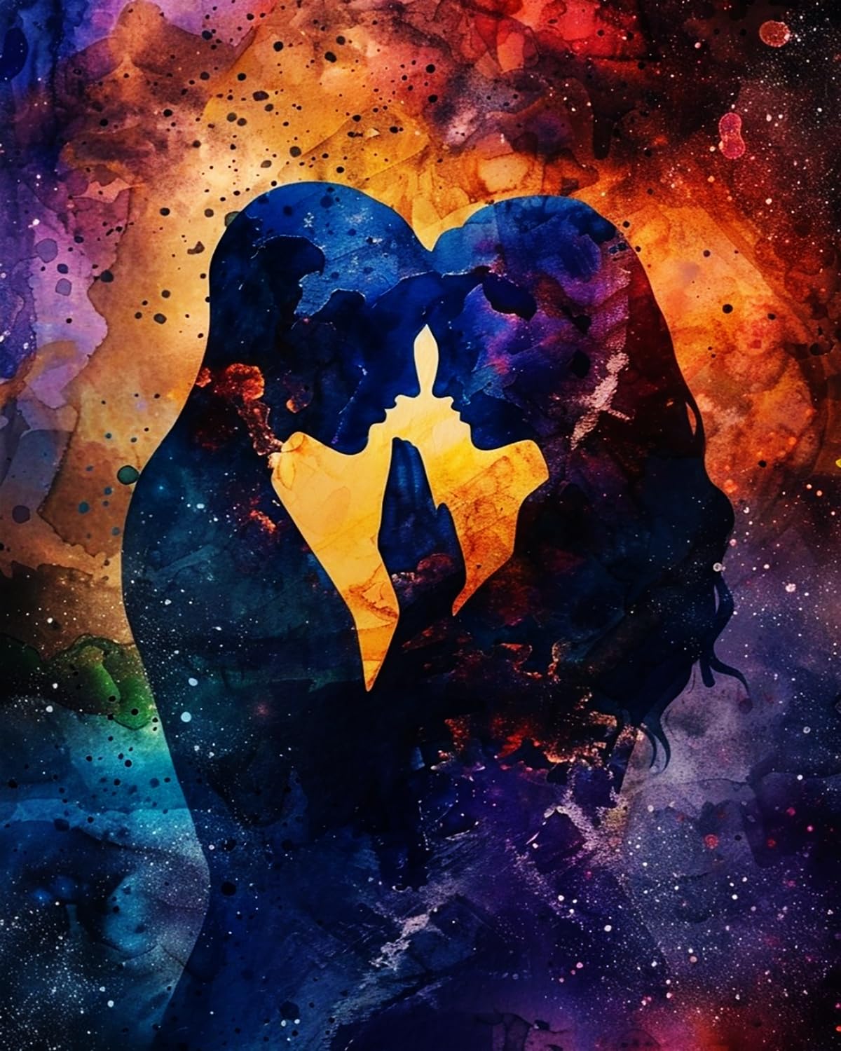 Liubaishi Multicolour Paint By Numbers Kit For Adults, Galaxy Couple Kiss Theme, 16X20 Inch, Acrylic On Canvas