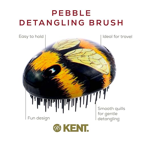 Miniatura 4 de Kent PBEE Bumblebee Pebble - Cepillo masajeador de cuero cabelludo para champú, cepillo de ducha y cepillo desenredante de tamaño de viaje,