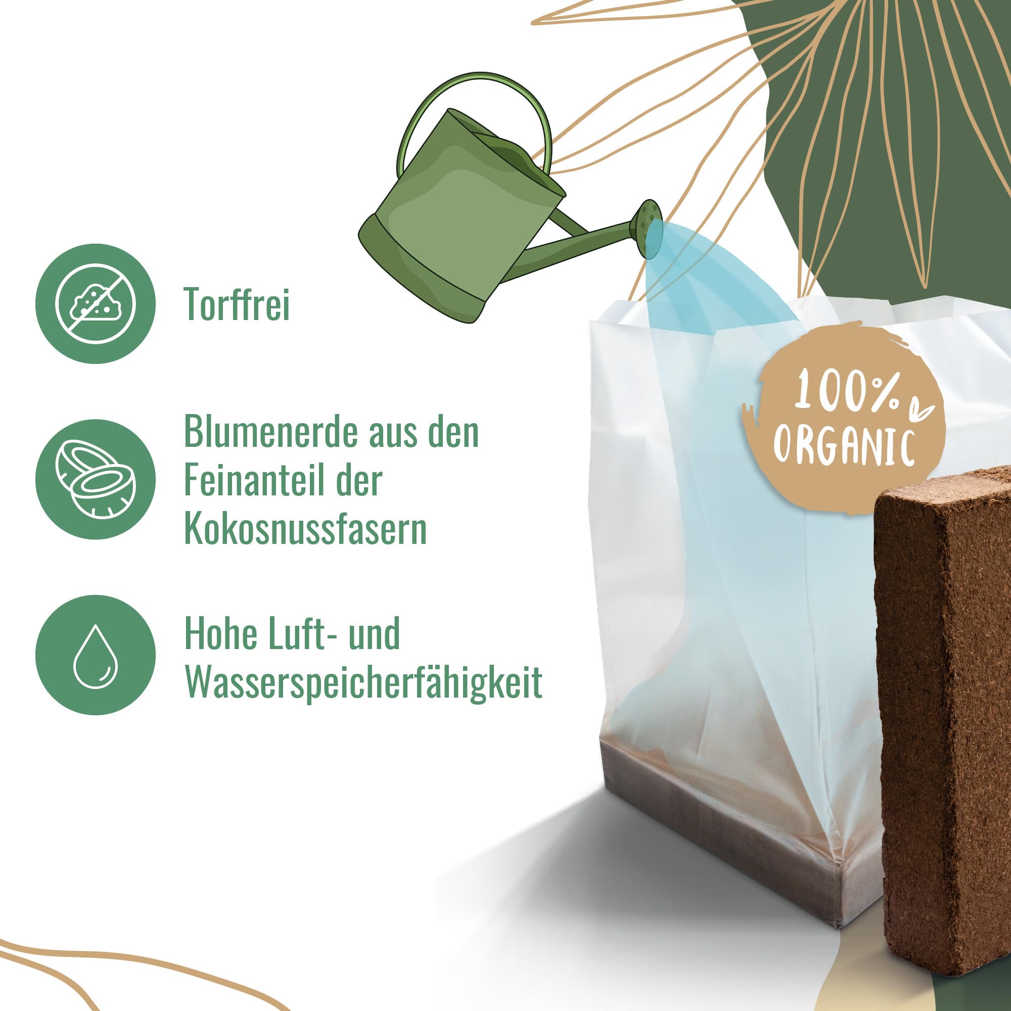 Kokoserde Quellbeutel gepresst 10 Stück (240 Liter) – 100% torffreie Anzuchterde/Aussaaterde aus Kokosfasern für Pflanzen – Blumenerde für Zimmerpflanzen & Hochbeete – Direkt vom Hersteller