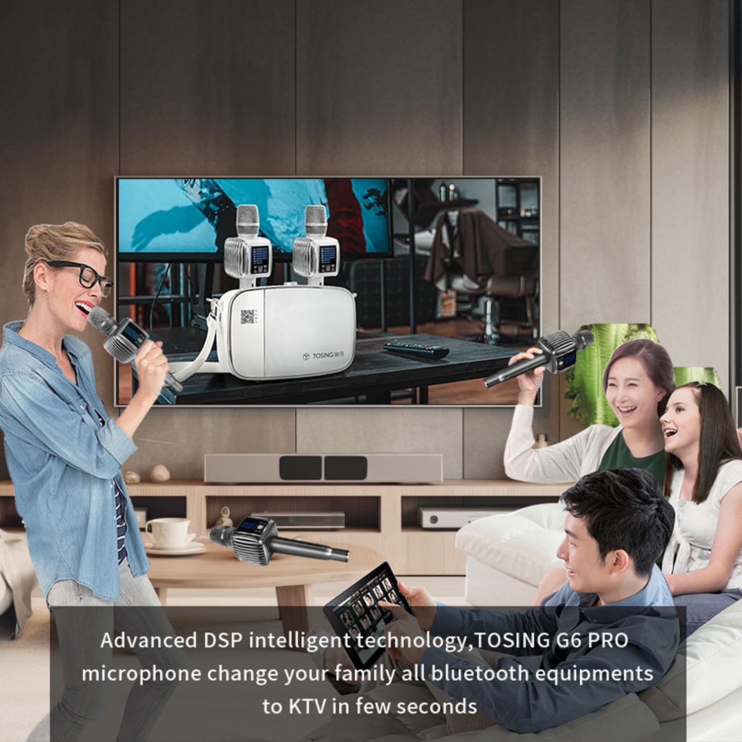 TOSING G6 Pro Karaoke Microphone for Adults/Kids/Singer Machine,Bluetooth Speakers 20W Wireless Portable Podcast/Recording/Practice/Amp PA Mixer System - Image 5