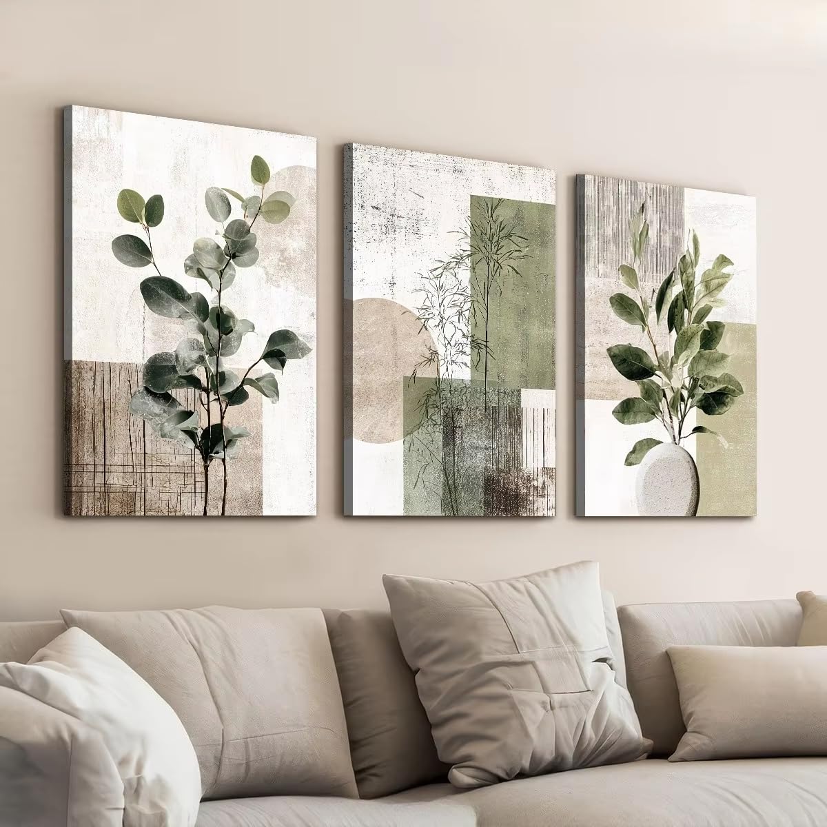 DFZEWKI Abstract Plant Art Canvas Painting Home Decor Abstract Geometry Wall Art Room Decoration Minimalist Wall Art Print(50x75cm(20x30in) x3/No frame)