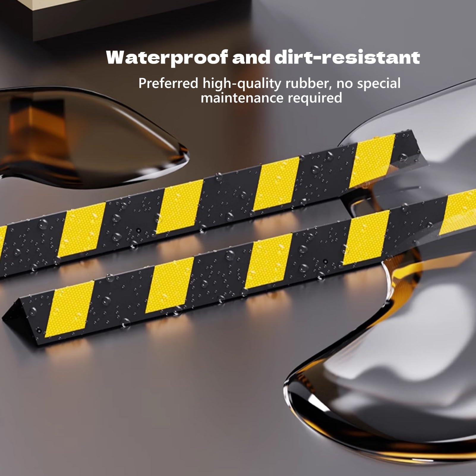 Protector de Pared para Garaje (2 Unidades), de Goma Reflectante Amarilla y Negra, para Esquinas de estacionamientos, fácil de Instalar(120x15cm(2pcs))
