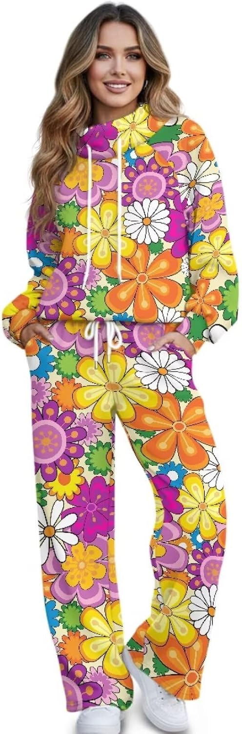 2 Piece Lounge Outfits for Women, Oversized Drop Shoulder Hoodie & Drawstring Sweatpant with Pocket XS-XL