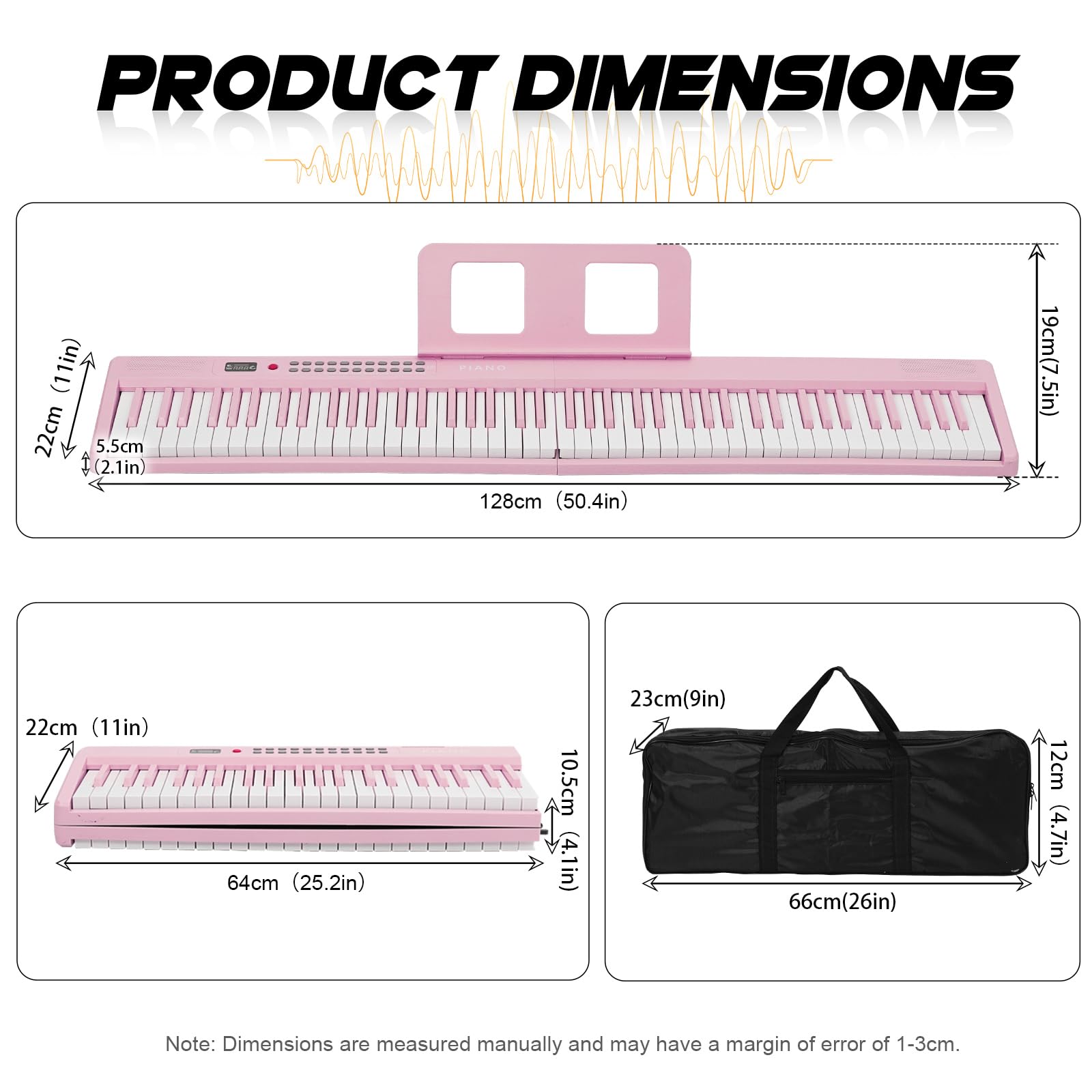 Tastiera per pianoforte a 88 tasti, pieghevole, portatile, con tasti illuminati, pedale professionale, Bluetooth, cuffie, MIDI, 200 suoni, 80 canzoni demo, modalità lezione per principianti, rosa