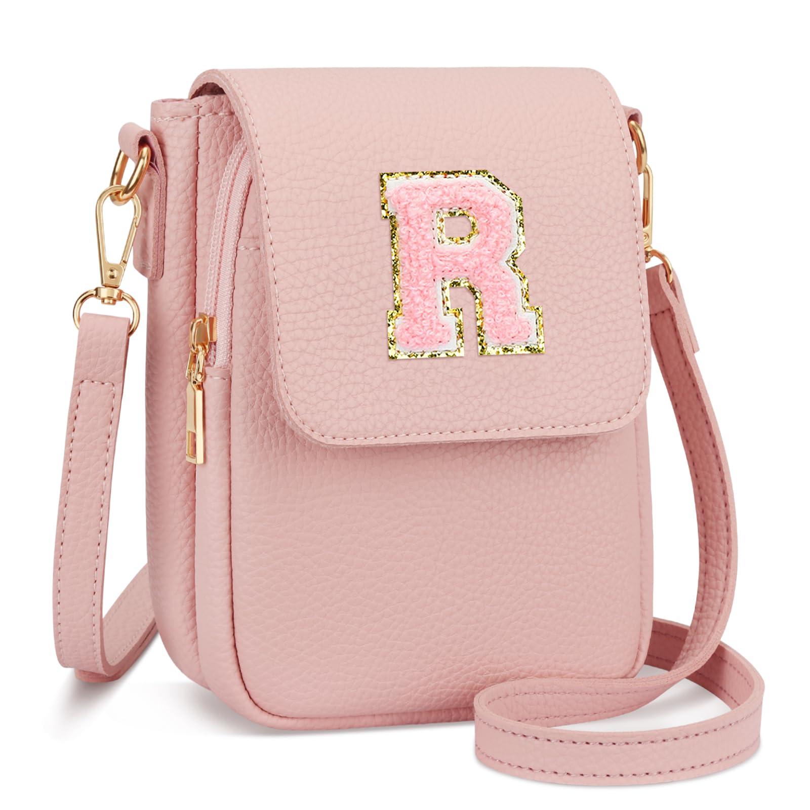 CLOUDWINGS Valentines Gifts for Kids Small Initial Crossbody Bag for Teens Vegan Leather Cell Phone Girls Purse