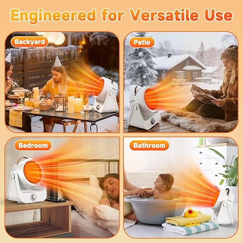 Miniatura 9 de Calentador eléctrico de cerámica PTC de 1500 W para exteriores, calefacción 1S de 250 pies cuadrados, 4 modos, calentadores de patio 3D verticales y
