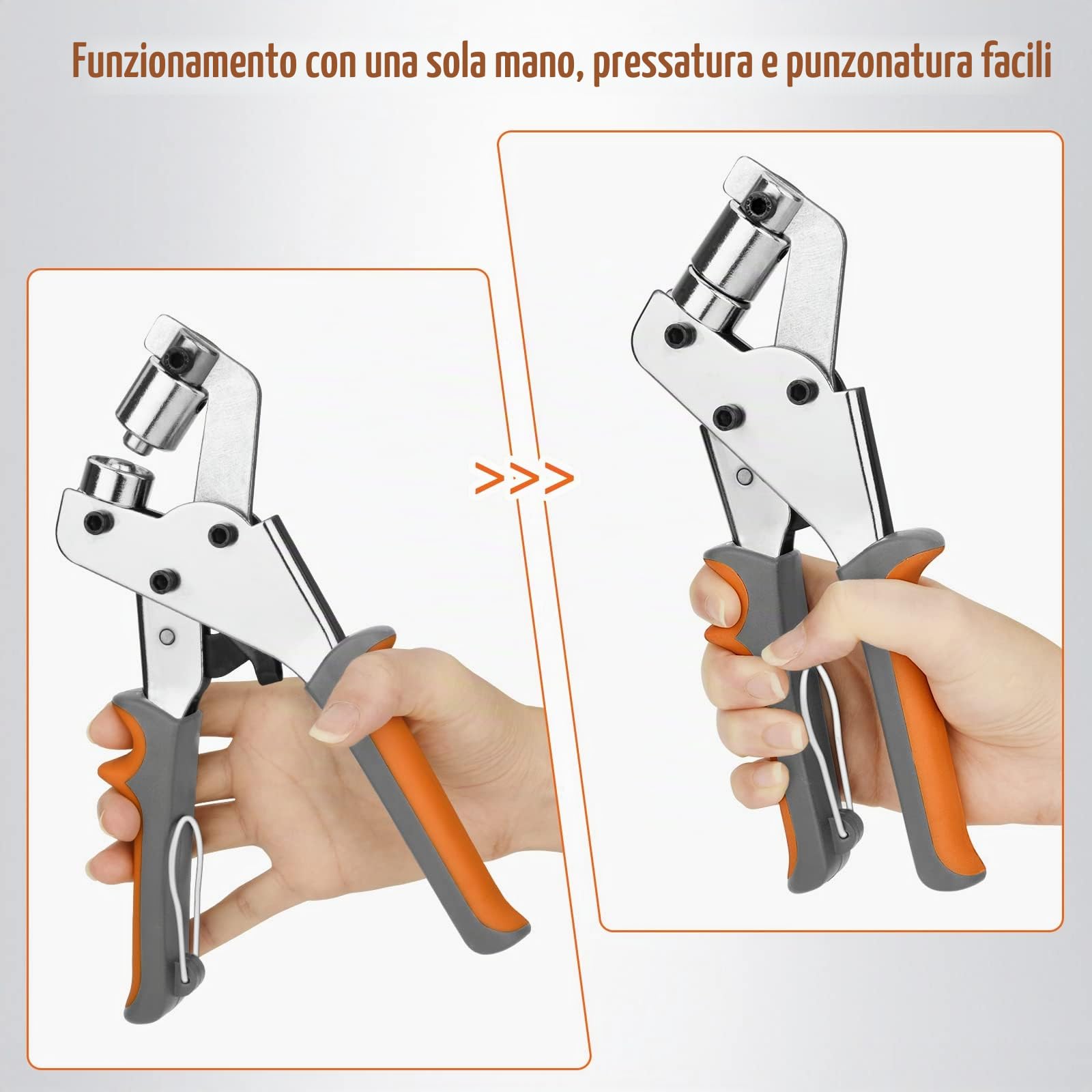 Set di pinze per occhielli portatili, pinze per occhielli professionali con 500 occhi, pinze per perforare sicure, perforatore per occhielli multifunzionale, utilizzate per pelle, tessuto impermeabile