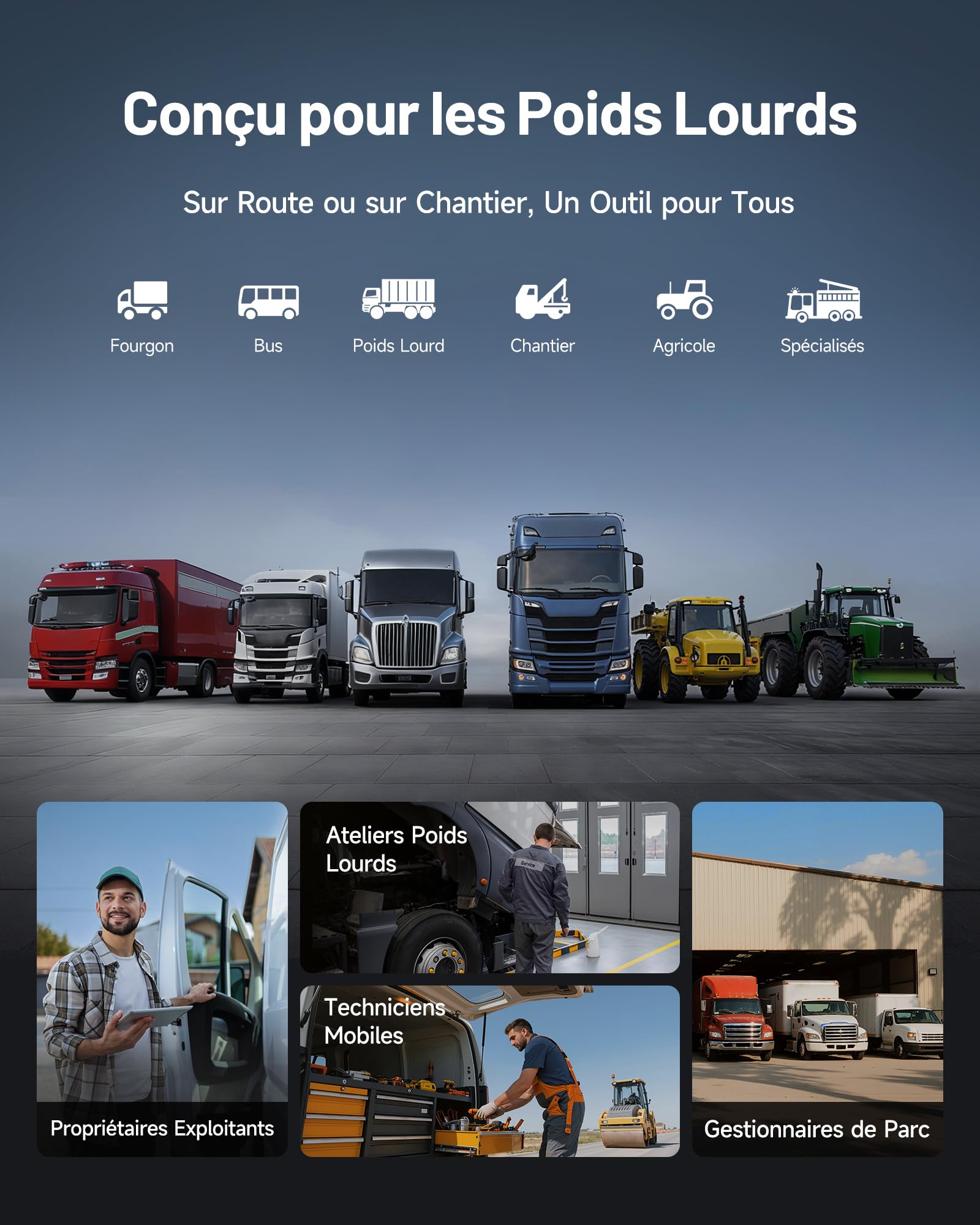 TOPDON ArtiDiag HD Valise Diagnostic Camion pour Poids Lourds