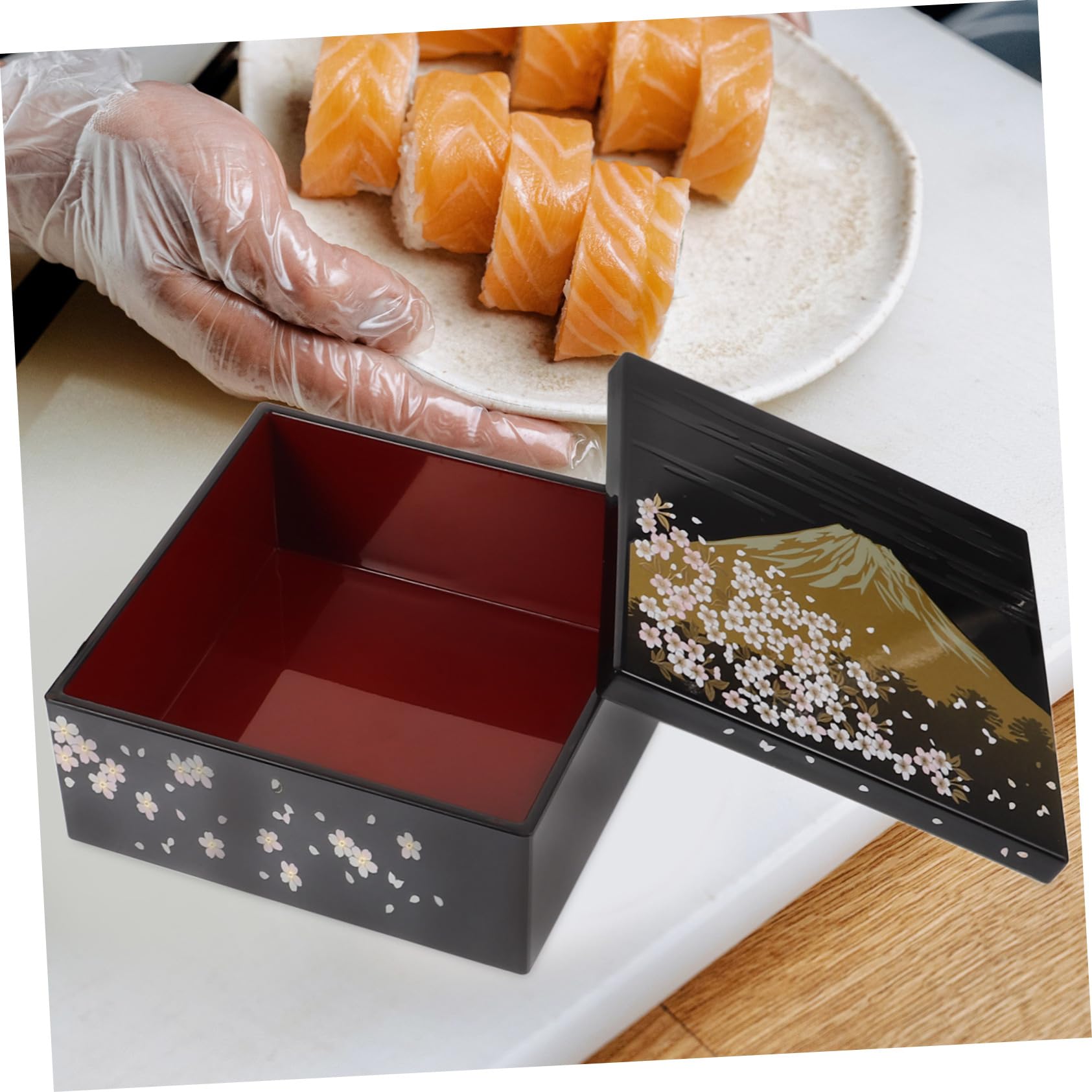 Amosfun 3 Piezas caja de sushi bento japones Japonés caja de merienda cajas de sushi envases de snack para adultos contenedores de almuerzo para adultos lindas el plastico