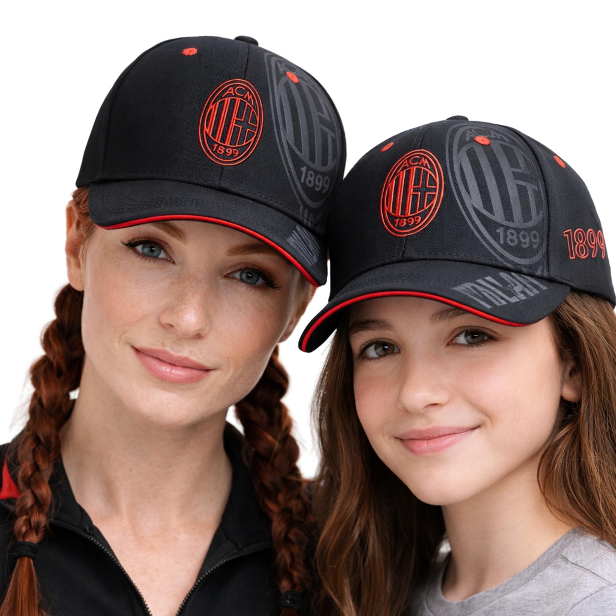 ACM 1899 AC Milan – Cappello Ufficiale in Cotone Rosso/Nero con Logo Modello Baseball con Visiera Curva e Regolabile – Prodotto con Licenza - 2024006