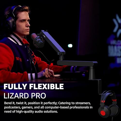 Miniatura 4 de Ixtech Lizard Pro Brazo de soporte para micrófono LP, perfil bajo, ajustable, para Blue Yeti, Shure Sm7b, Hyperx QuadCast, Rode Fifine y At2020, de