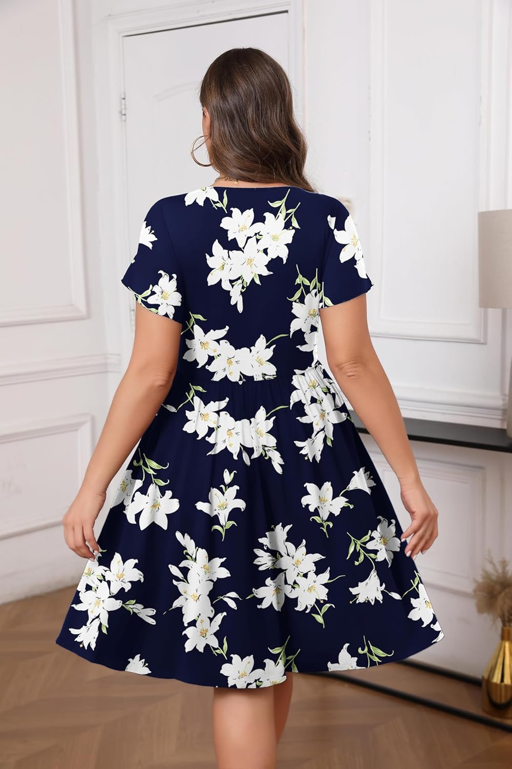 IN'VOLAND Plus Size Summer Dresses for Women Casual Floral A-line Dress Flowy Beach Sundress with Pockets - Image 3