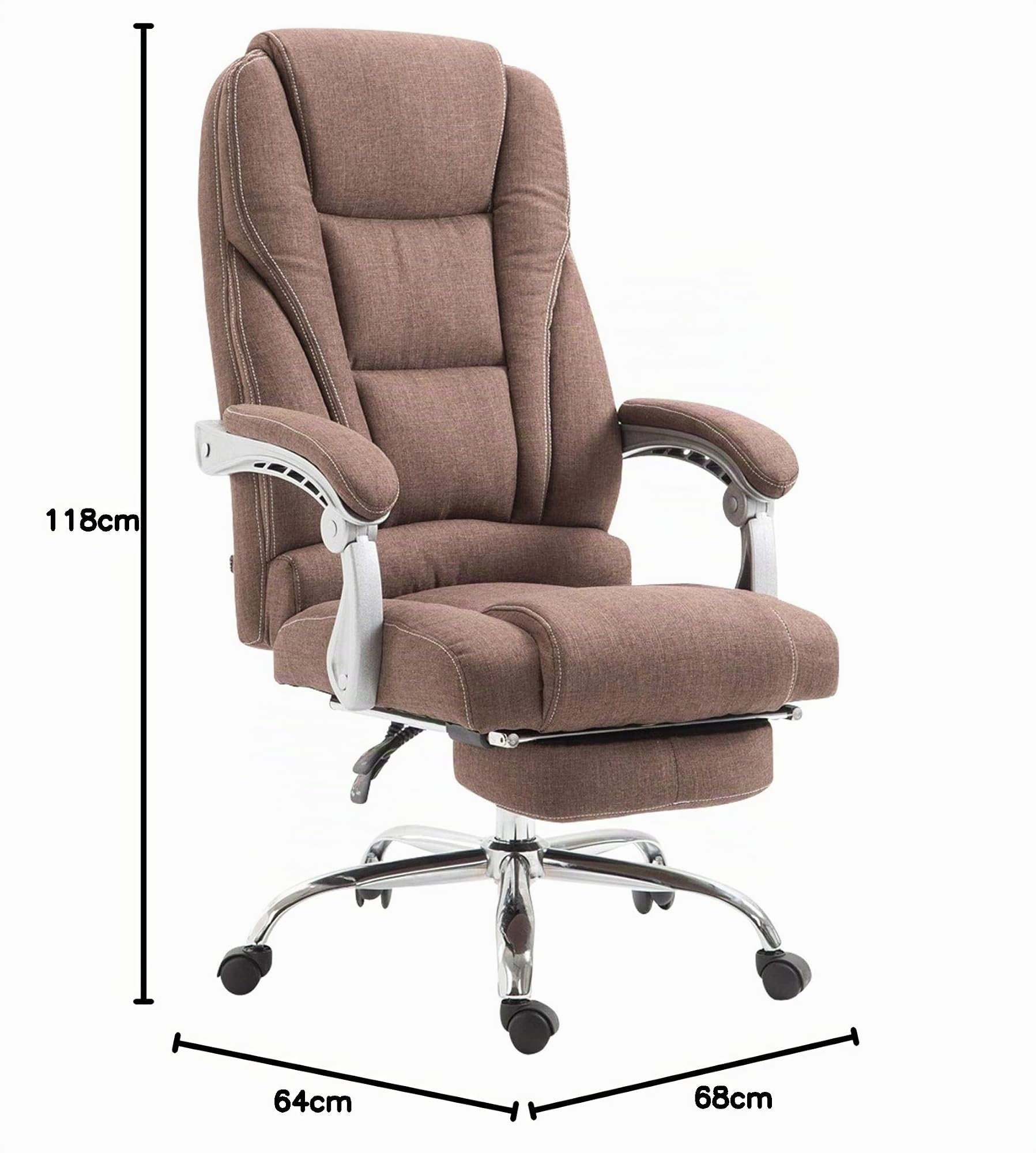 CLP Sedia Ufficio Pacific In Stoffa I Poltrona Direzionale Ergonomica Imbottita Con Poggiapiedi Carico Max 150 KG Colore:marrone