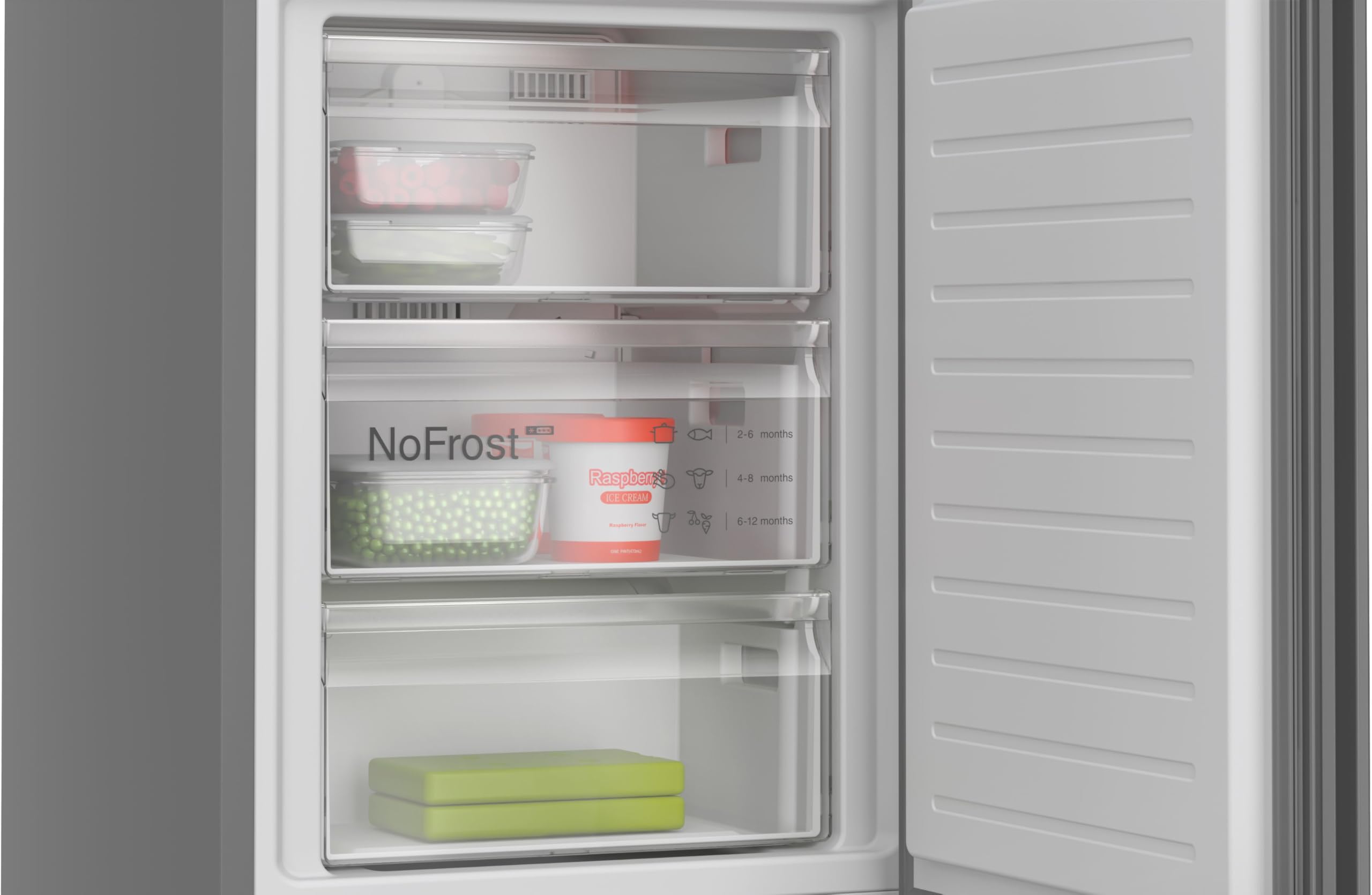 Bosch KGN39OCAF, Serie 4, Kühl-Gefrier-Kombination Freistehend, 203 x 60 cm, 260 L Kühlen + 103 L Gefrieren, Green Collection, Total NoFrost, VitaFresh XXL, Perfect Fit, LED-Beleuchtung, Anthrazit