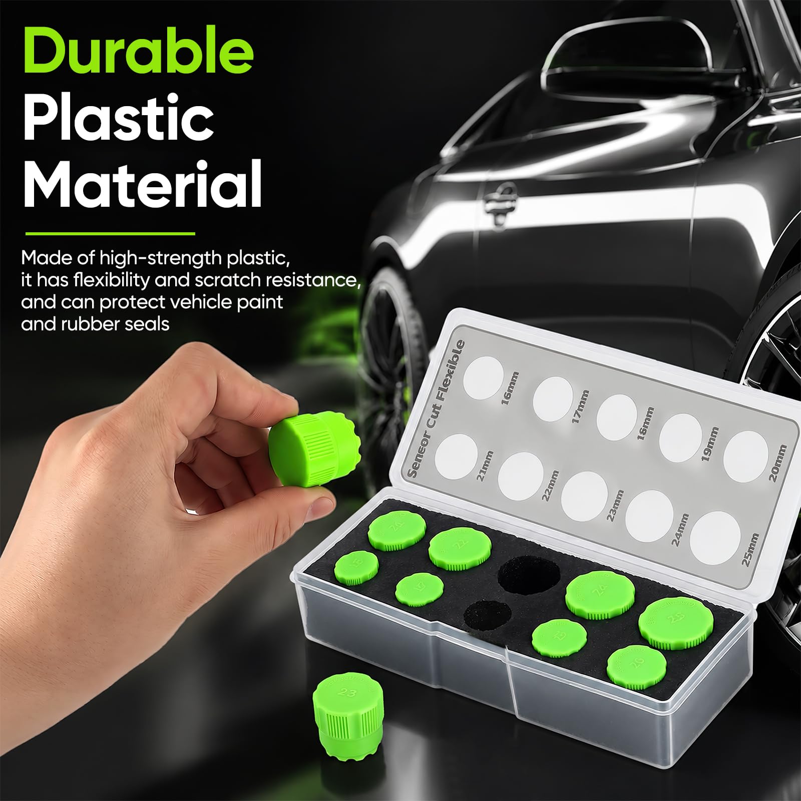 Sensor Cutter Kit, 16-25mm Parksensor-kit Lochfräser für PDC Sensoren Cutter Parksensoren Fahrzeugsensoren Kratzfester Bruchsicherer Autofolien Schablonenschneider In 10 Größen für Fahrzeugfolien
