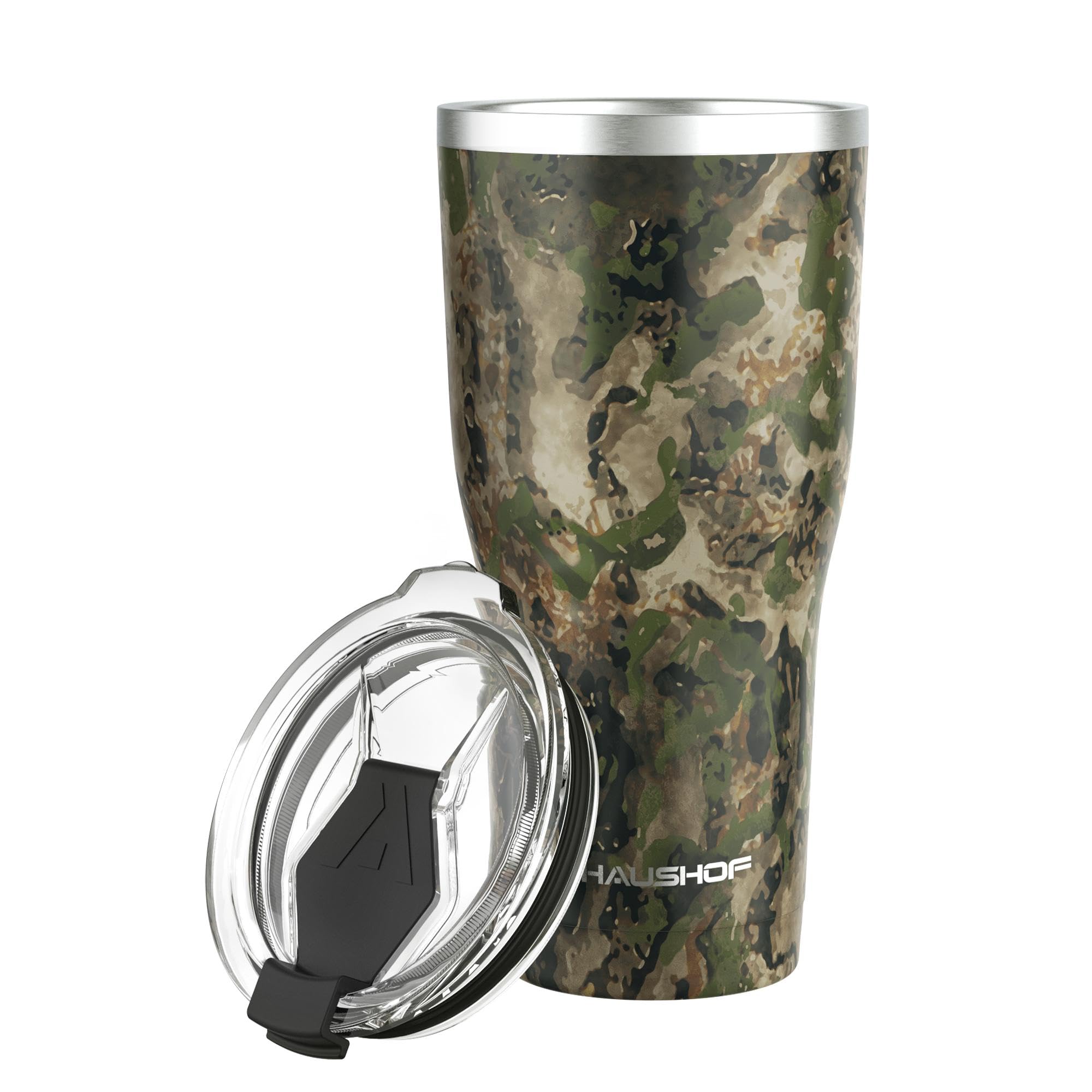 HAUSHOF 20 oz Tumbler, Stainless Steel Vacuum Coffee Tumbler, Durable Insulated Tumbler Cups for Hot and Cold Drinks, Portable Water Tumbler with Lid for Office, Camping, Sports Camo Green 2