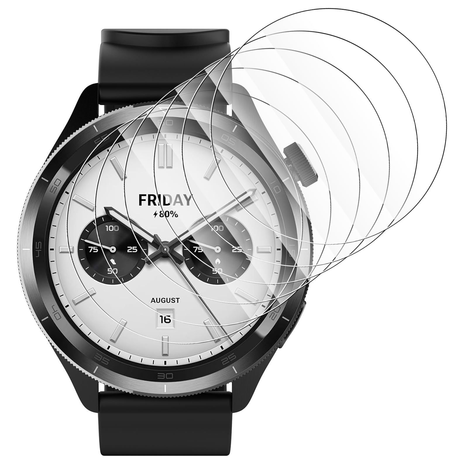 Hianjoo 6-częściowy ochraniacz ekranu kompatybilny z Xiaomi Watch S4 47 mm, folia ochronna na zegarek S4 Premium Full Cover folia [odporna na zarysowania] [Anti-Shatter]