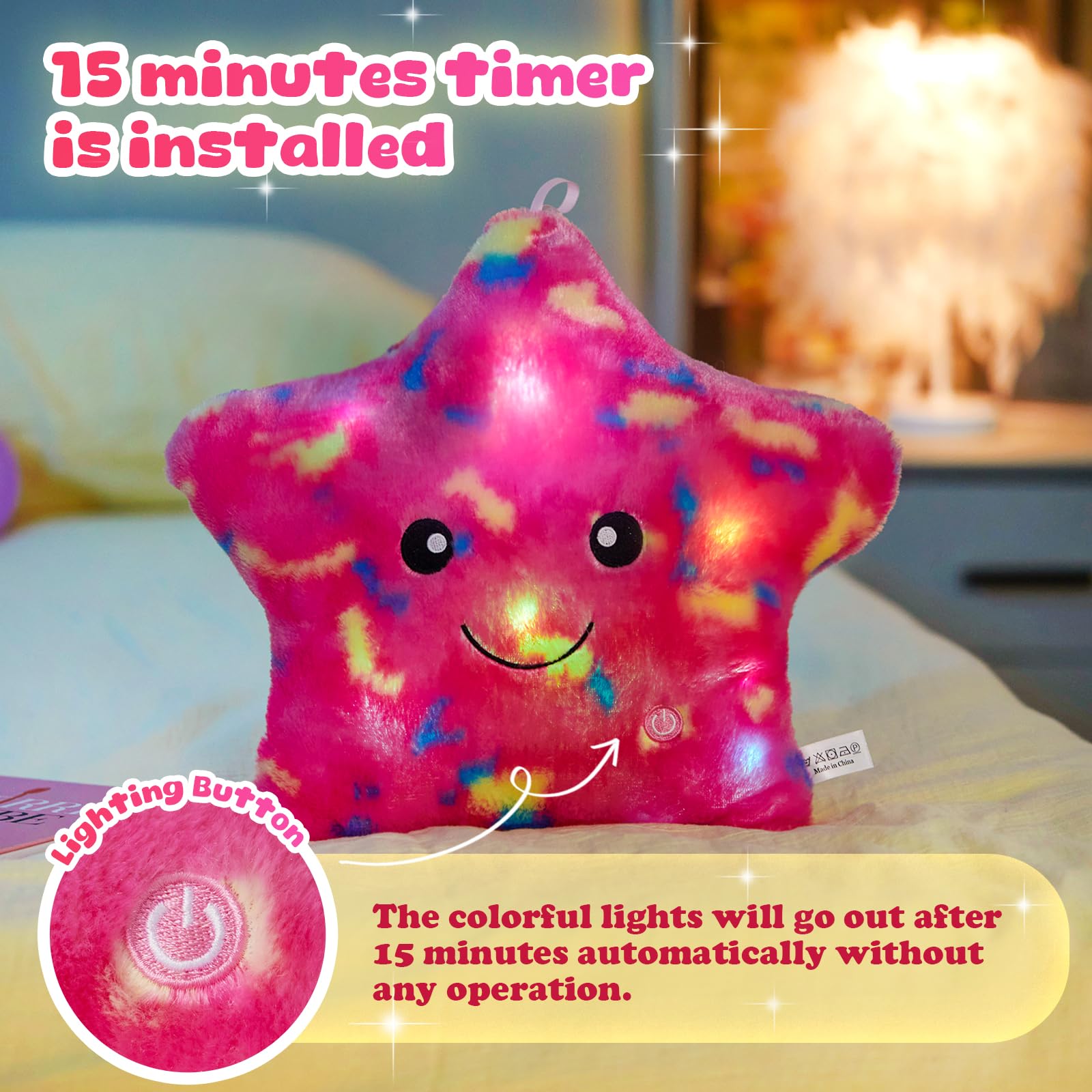Wewill 13 Pink Light Up Twinkle Star Glowing Led Night - Main Image