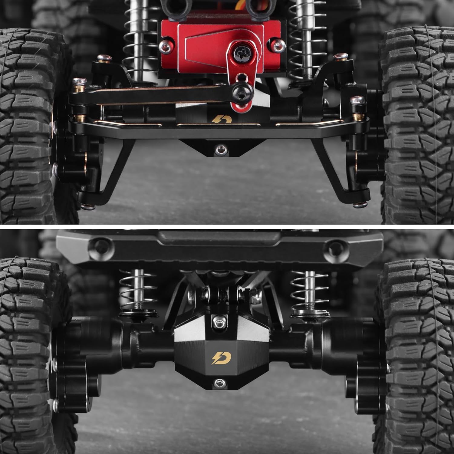 Brass Portal Axles Set for 1/18 Redcat Ascent-18 RC Rock Crawler – Front & Rear Axles with Steel Gears, Servo Mount, & Steering Links Upgrade Kit