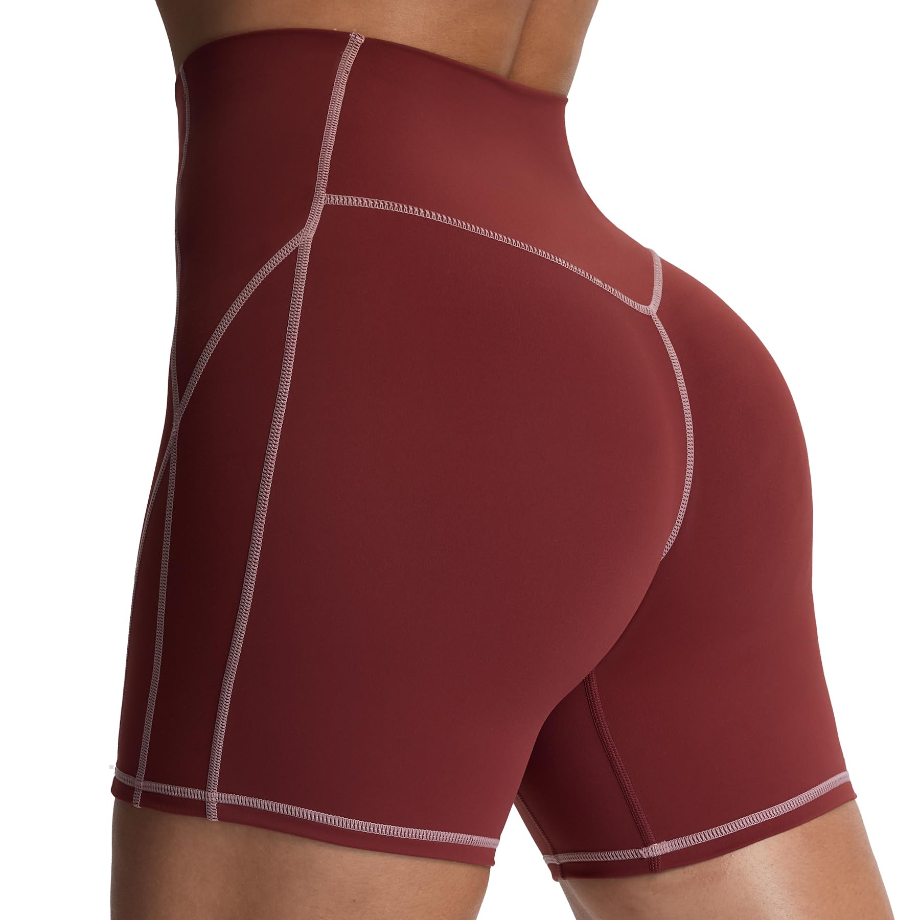 Aoxjox Lexi Lined Workout Biker Shorts for Women Tummy Control High Waisted Exercise Athletic Gym Running Yoga Short 6"